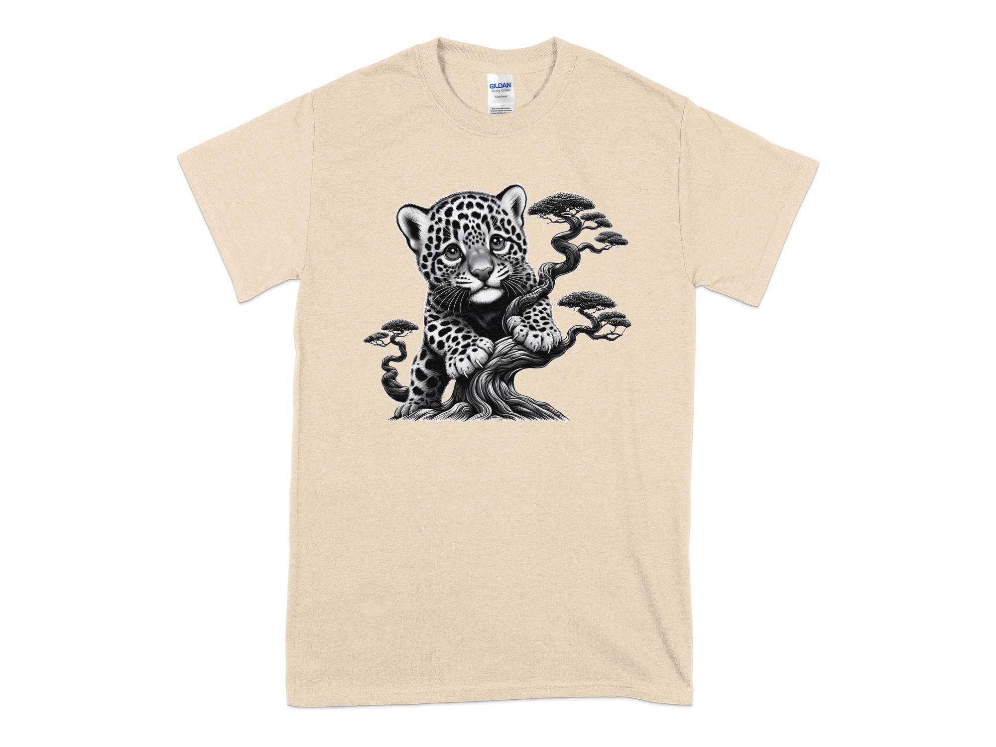 Leopard Bonsai - Coloured Gildan T-Shirt Realistic Animal Talisman Unisex Cute Tee Graphic Design