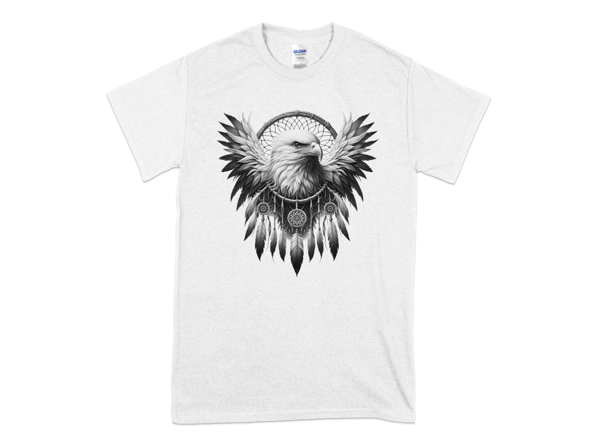 Dreamcatcher Eagle - Coloured Gildan T-Shirt Realistic Native American Talisman Unisex Mythology Tee Graphic Design