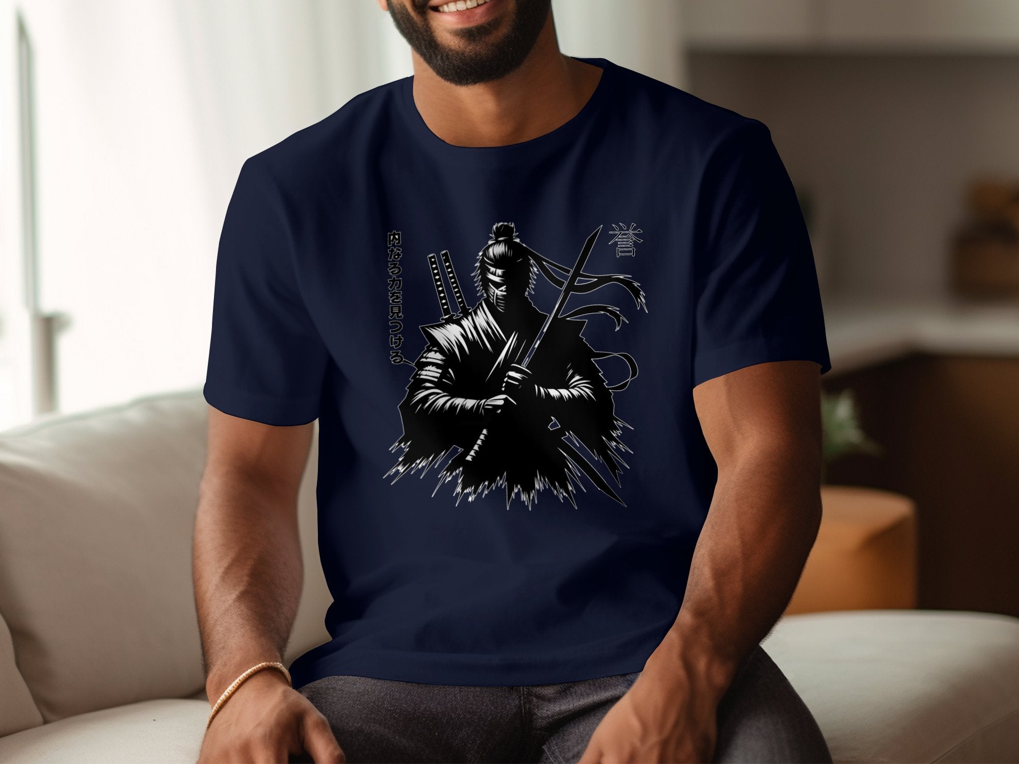 Samurai Ninja - Coloured Gildan T-Shirt Japanese Talisman Unisex Cultural Symbolic Graphic Design