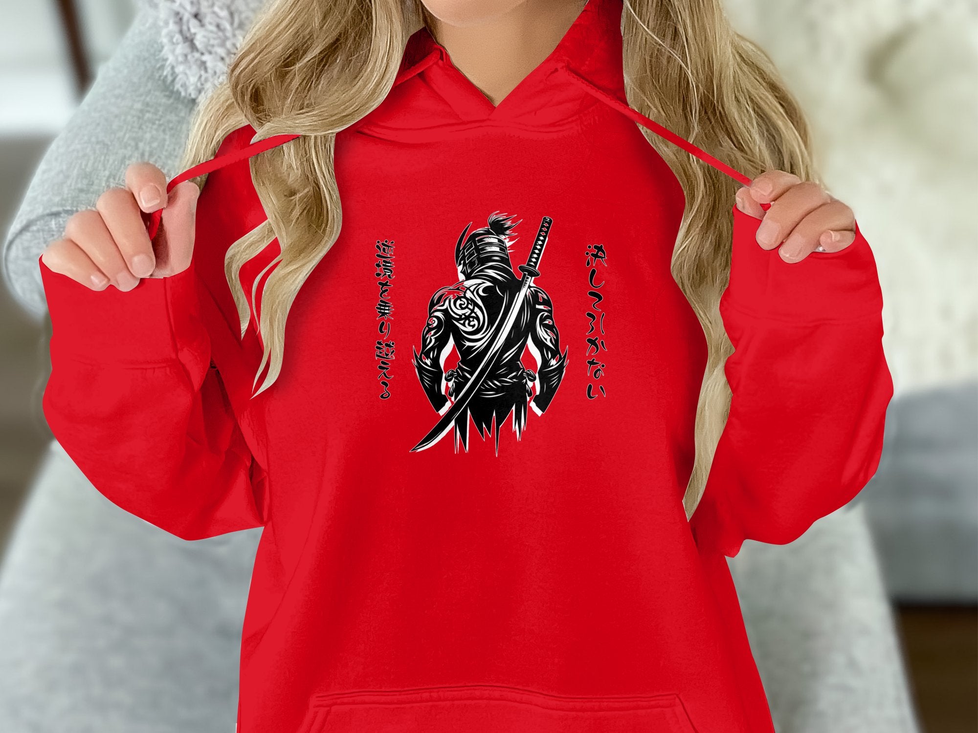 Samurai Ninja - Coloured Gildan Hoodie Japanese Talisman Unisex Cultural Symbolic Graphic Design