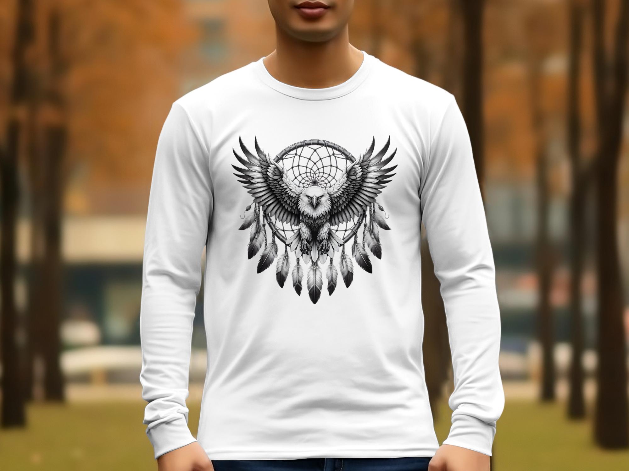 Dreamcatcher Eagle - Coloured Gildan Long Sleeve Realistic Native American Talisman Unisex Mythology Tee Graphic Design