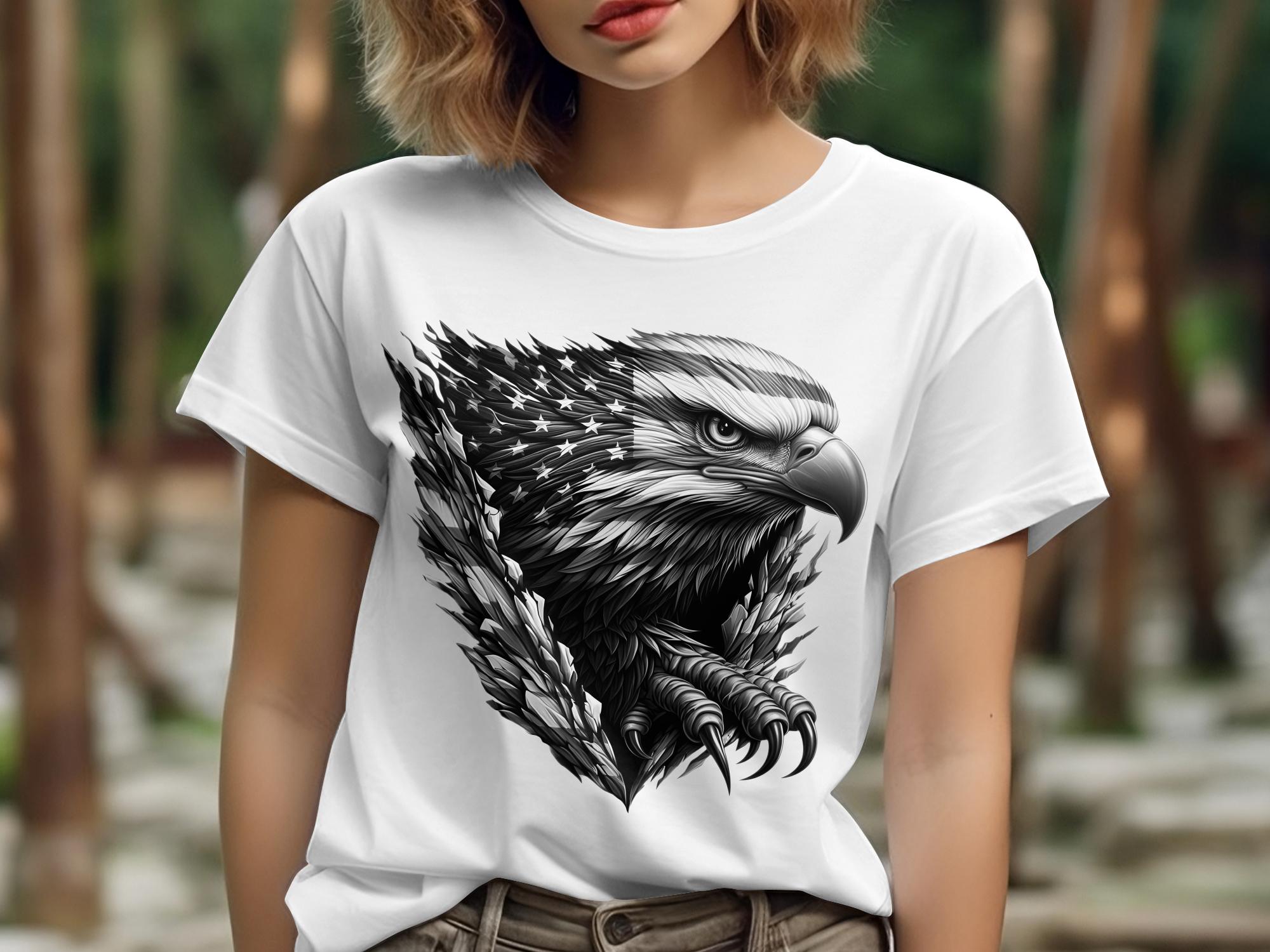 Eagle Patriot - Coloured Gildan T-Shirt Realistic Animal Talisman Unisex Tee Graphic Design