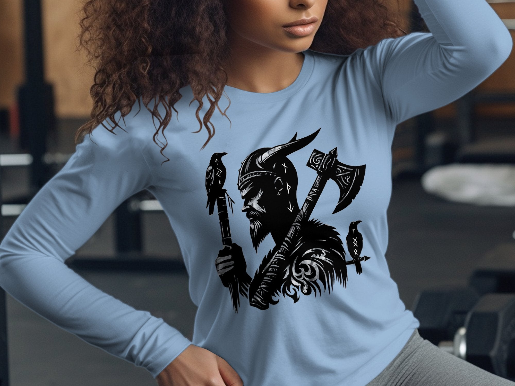 Viking Odin - Coloured Gildan Long Sleeve Norse Talisman Men Women Unisex Valhalla Tee