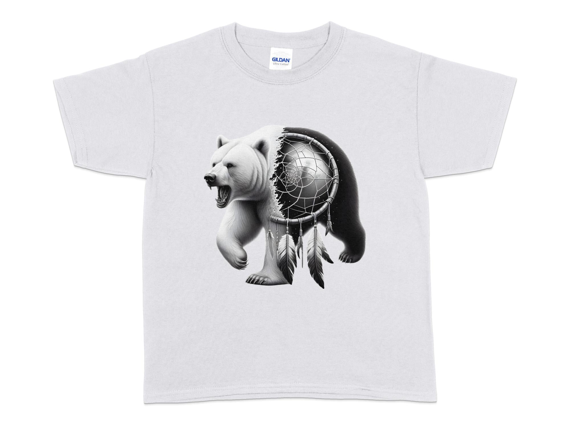 Dreamcatcher Bear - Coloured Gildan Kids T Shirt Realistic Native American Talisman Unisex Mythology Tee Graphic Design