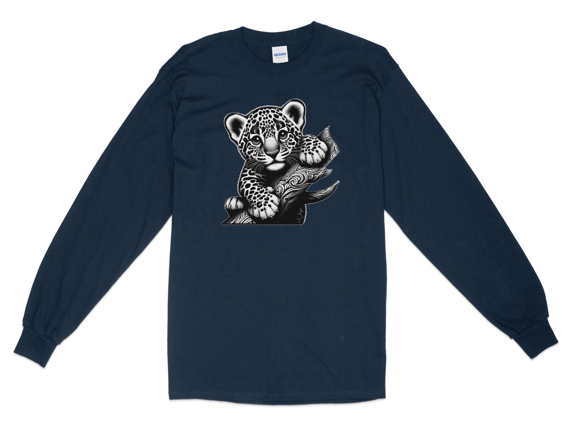 Leopard Bonsai - Coloured Gildan Long Sleeve Realistic Animal Talisman Unisex Cute Tee Graphic Design