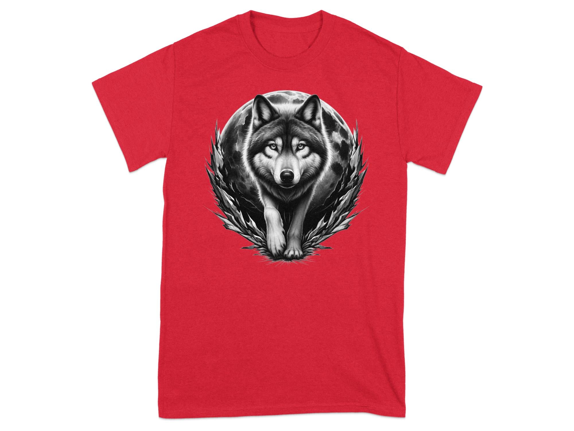 Moon Wolf - Coloured Gildan T-Shirt Realistic Animal Talisman Unisex Mythology Tee Graphic Design