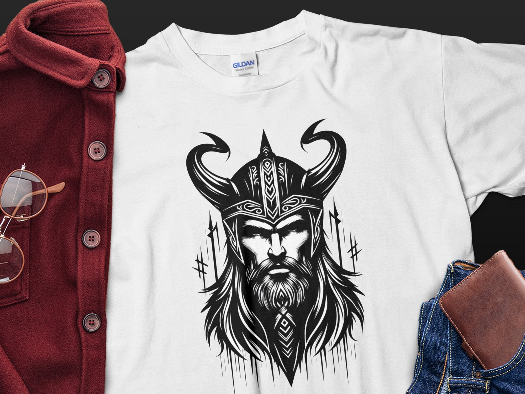 Viking Zeal - Coloured Gildan T Shirt Realistic Norse Talisman Men Women Unisex Valhalla Tee Graphic Design