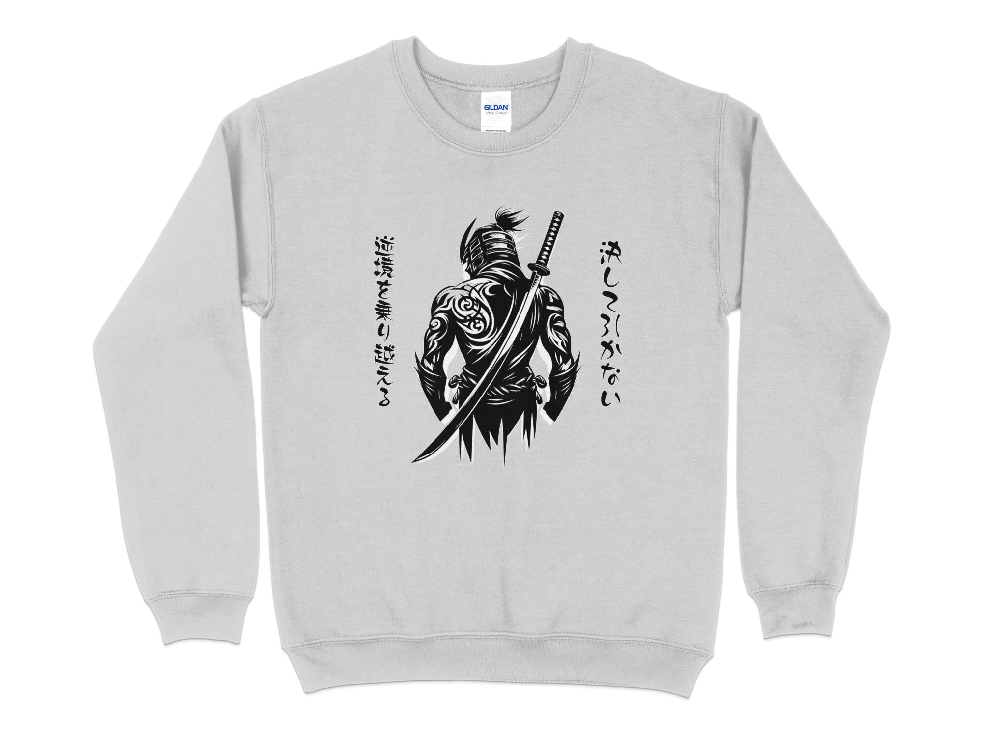 Samurai Ninja - Coloured Gildan Sweatshirt Japanese Talisman Unisex Cultural Symbolic Graphic Design