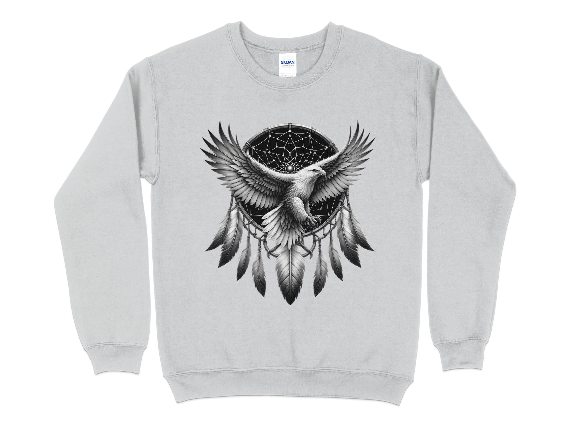 Dreamcatcher Eagle - Coloured Gildan Sweatshirt Realistic Native American Talisman Unisex Mythology Tee Graphic Design