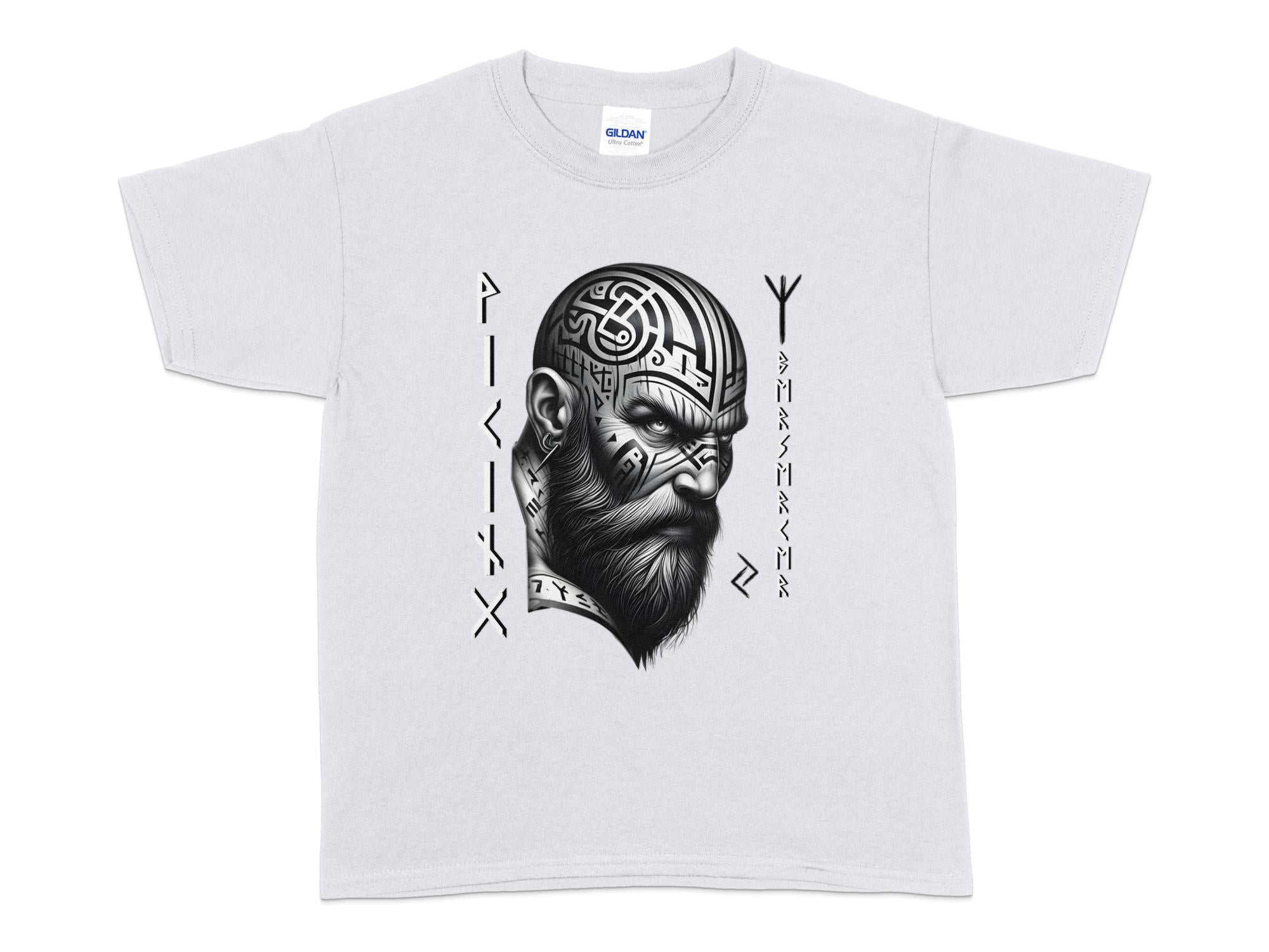 Viking Focus - Coloured Gildan Kids T-Shirt Realistic Norse Talisman Unisex Valhalla Tee Graphic Design