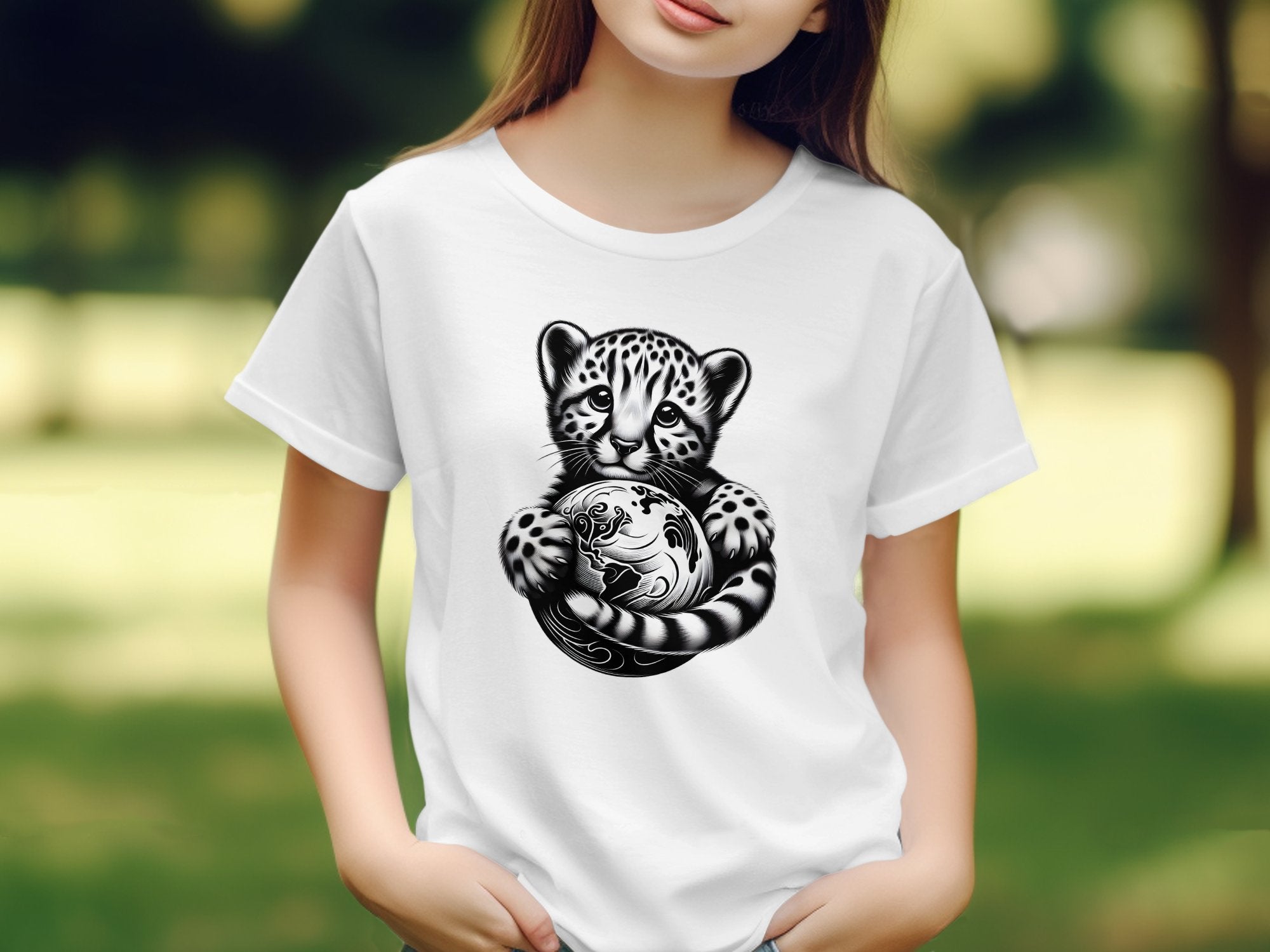 Cheetah World - Coloured Gildan Kids T-Shirt Realistic Animal Talisman Unisex Cute Tee Graphic Design