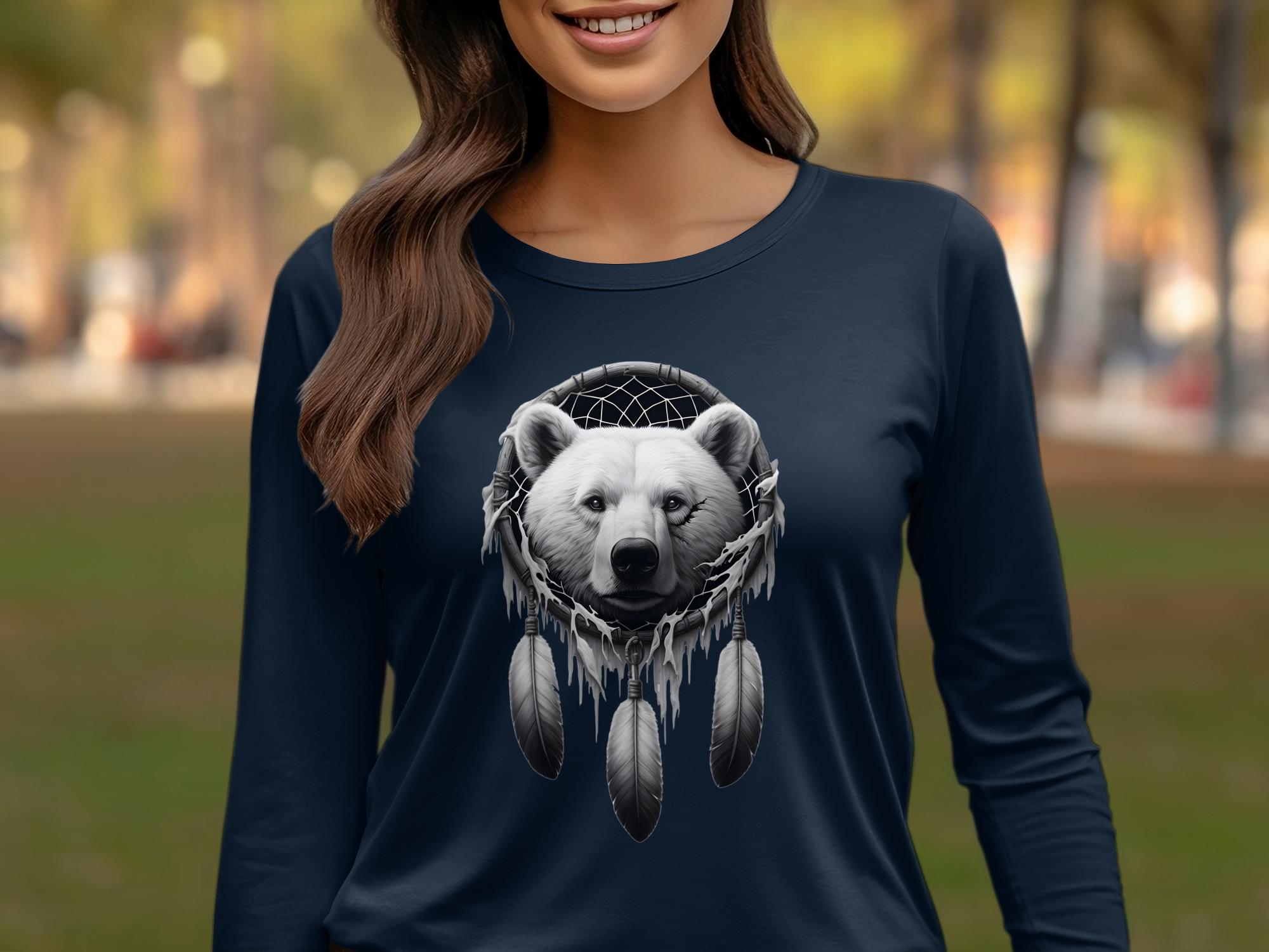 Dreamcatcher Bear - Coloured Gildan Long Sleeve Realistic Native American Talisman Unisex Mythology Tee Graphic Design