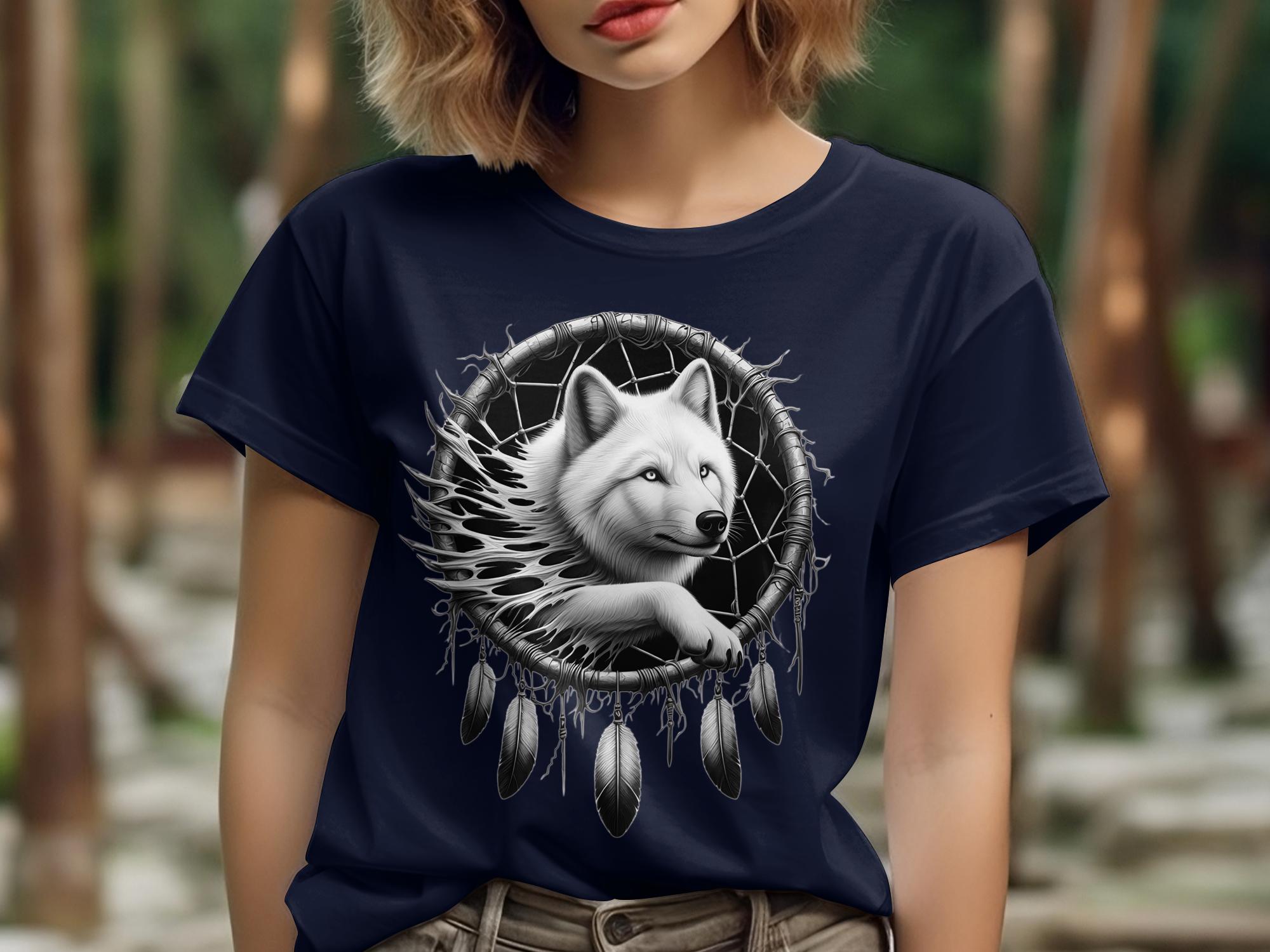 Dreamcatcher Wolf - Coloured Gildan T-Shirt Realistic Native American Talisman Unisex Mythology Tee Graphic Design