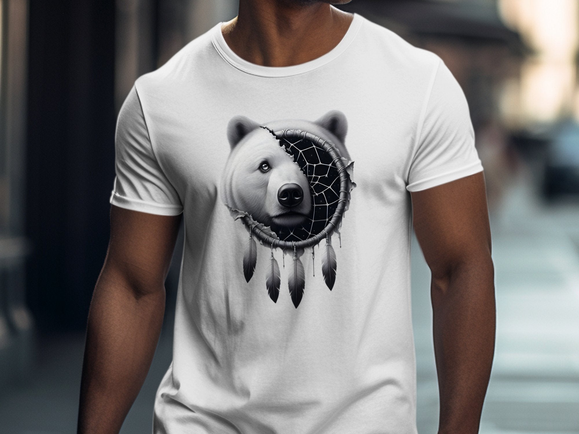 Dreamcatcher Bear - Coloured Gildan T-Shirt Realistic Native American Talisman Unisex Mythology Tee Graphic Design