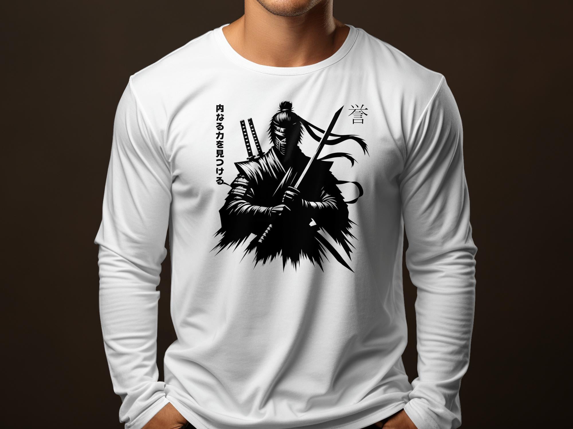 Samurai Ninja - Coloured Gildan Long Sleeve Japanese Talisman Unisex Cultural Symbolic Graphic Design