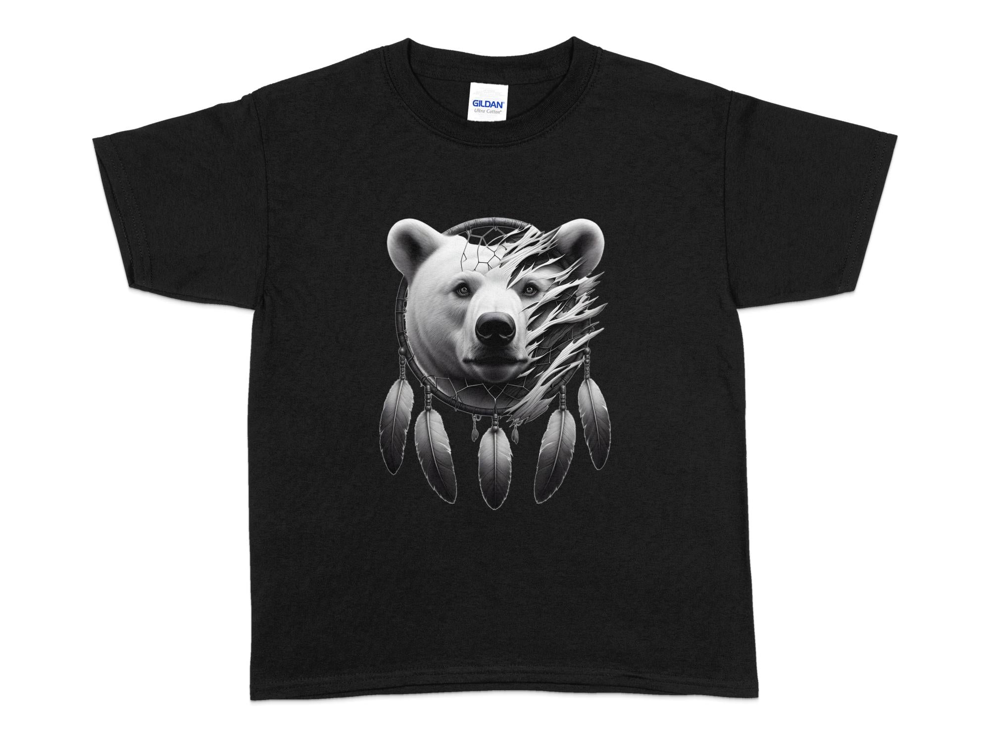 Dreamcatcher Bear - Coloured Gildan Kids T Shirt Realistic Native American Talisman Unisex Mythology Tee Graphic Design