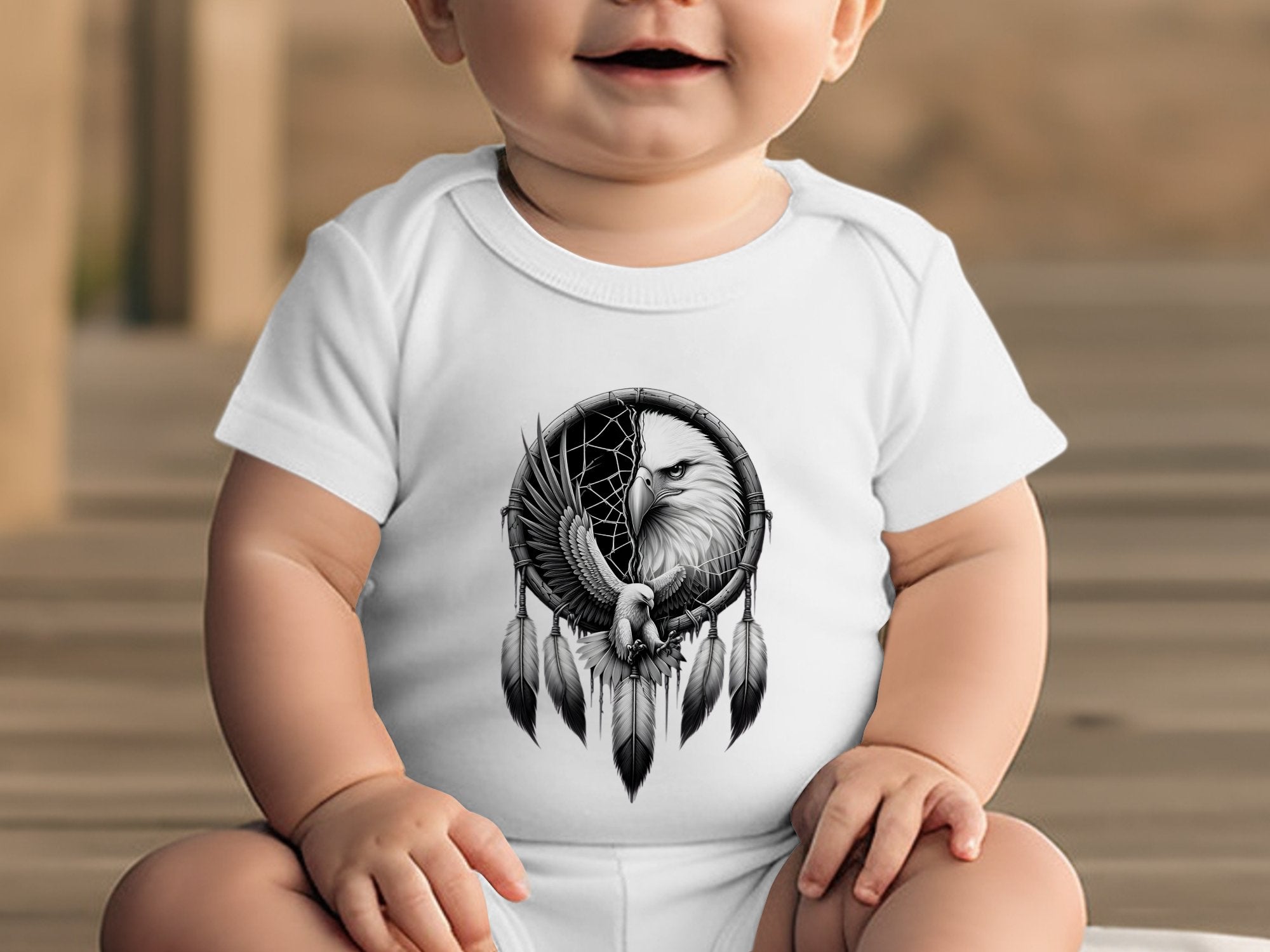 Dreamcatcher Eagle - Coloured Toddler Bodysuit Realistic Native American Talisman Unisex Mythology Tee Graphic Design