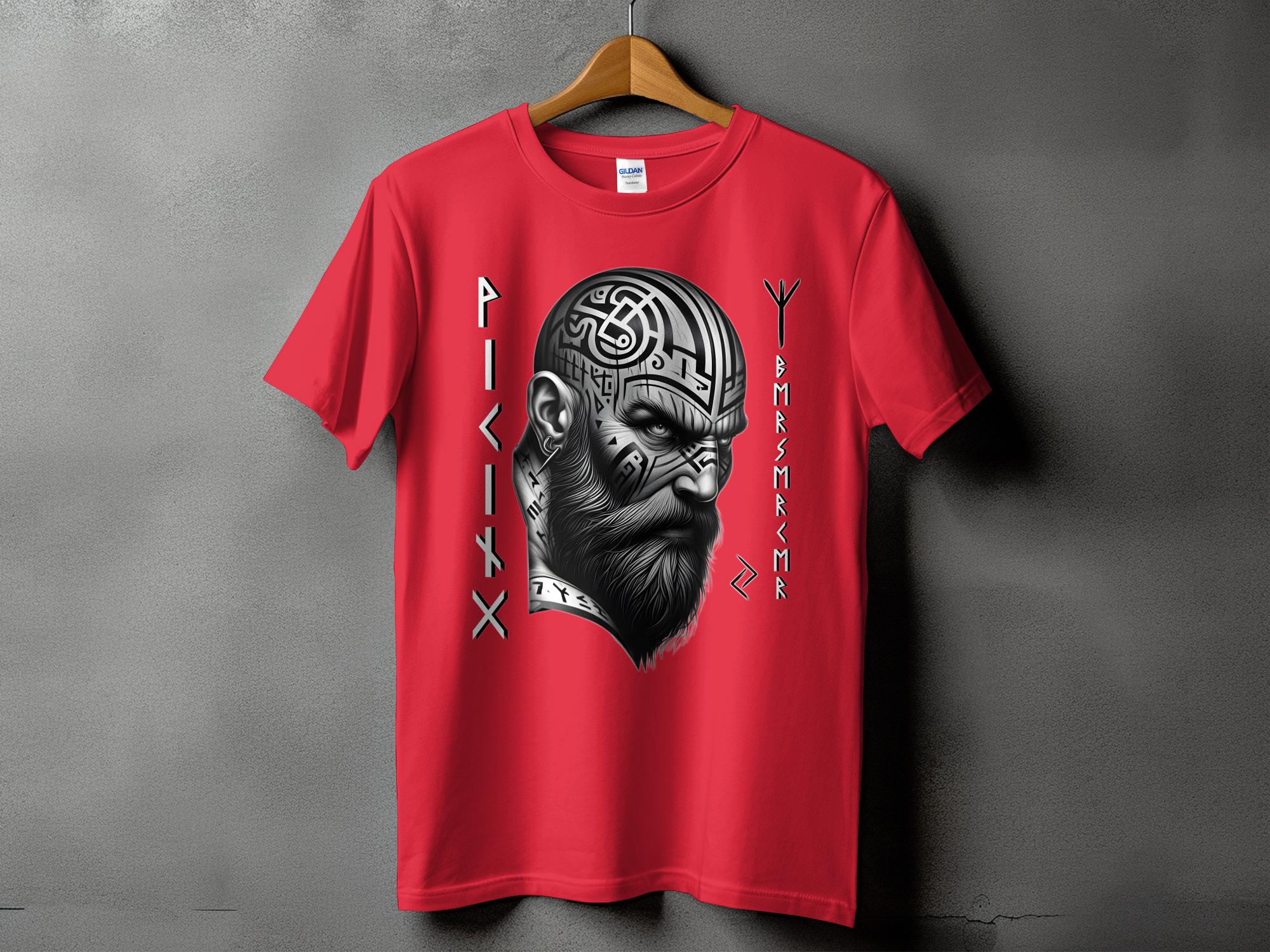 Viking Focus - Coloured Gildan T Shirt Realistic Norse Talisman Men Women Unisex Valhalla Tee Graphic Design