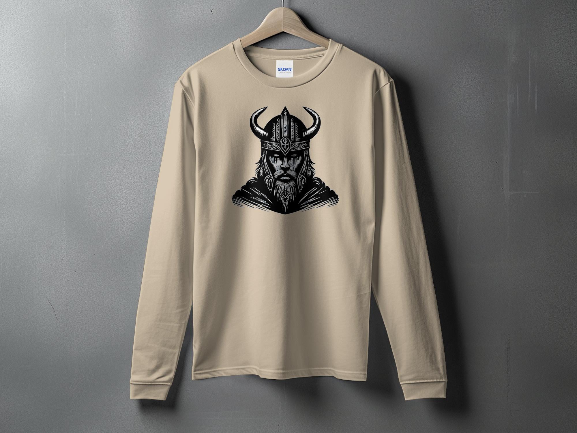 Viking Iron Will - Coloured Gildan Long Sleeve Realistic Norse Talisman Men Women Unisex Valhalla Tee Graphic Design