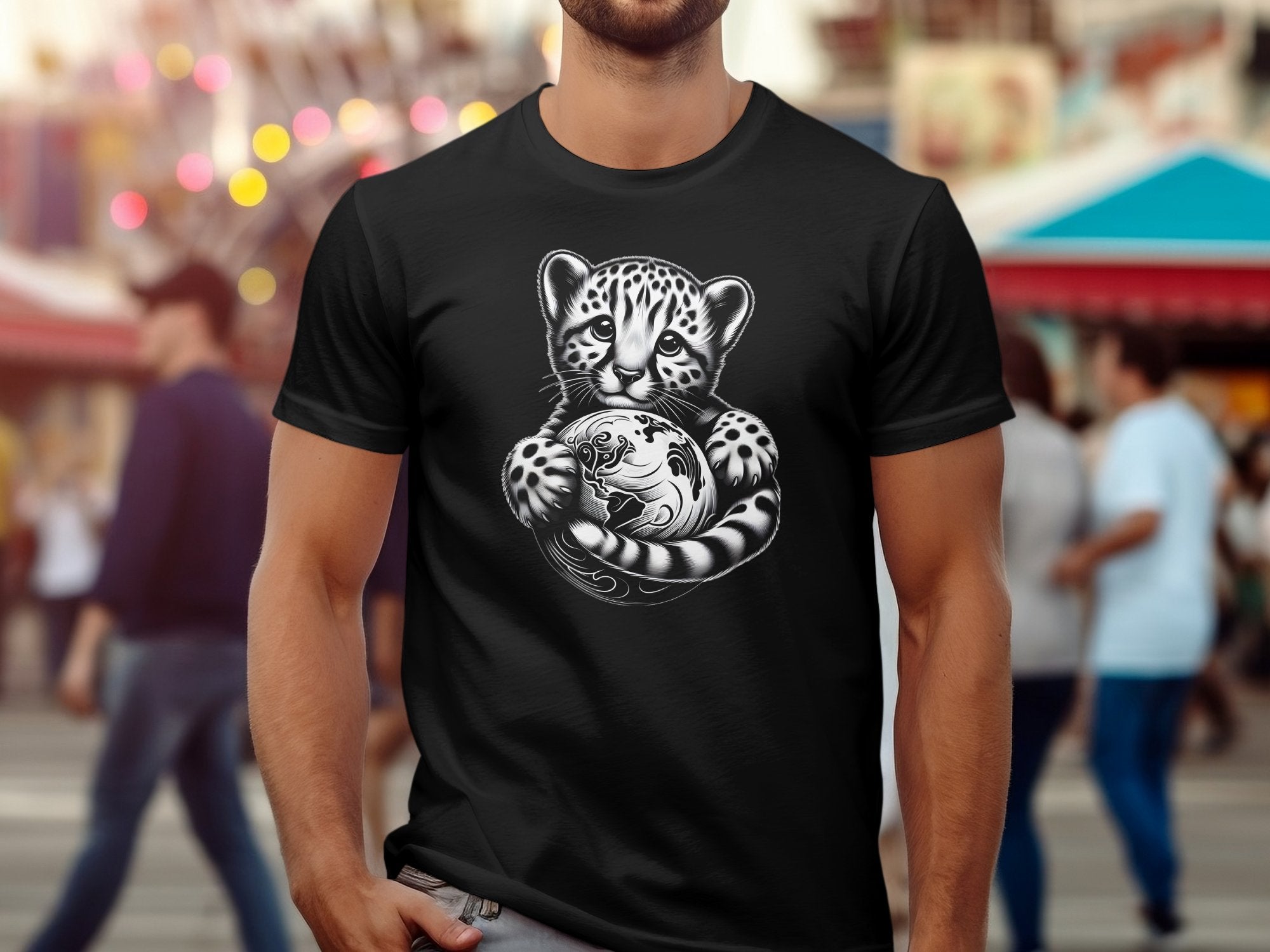 Cheetah World - Coloured Gildan T-Shirt Realistic Animal Talisman Unisex Cute Tee Graphic Design