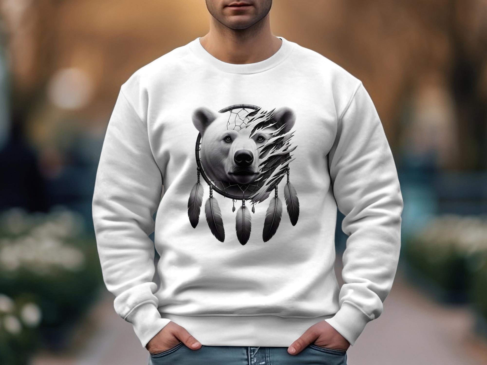 Dreamcatcher Bear - Coloured Gildan Sweatshirt Realistic Native American Talisman Unisex Mythology Tee Graphic Design