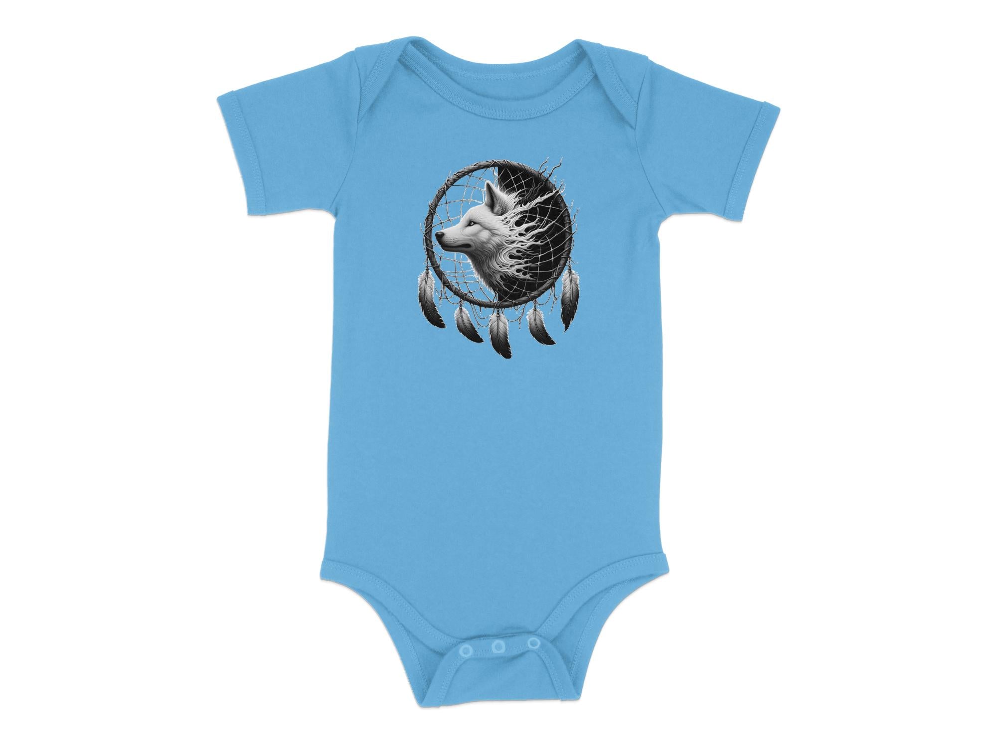 Dreamcatcher Wolf - Coloured Toddler Bodysuit Realistic Native American Talisman Unisex Mythology Tee Graphic Design