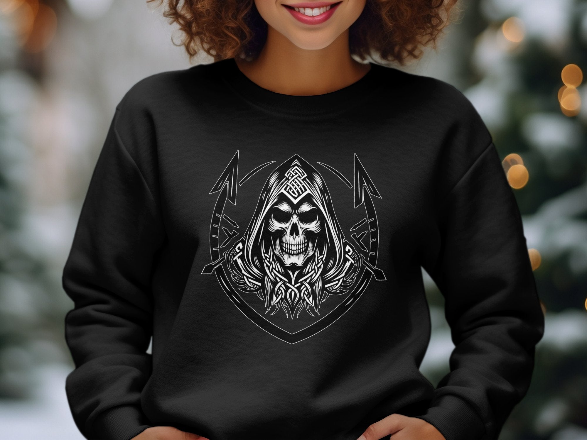 Grim Reaper - Black White Gildan Sweatshirt Commemorative Talisman Unisex Tee Graphic Design