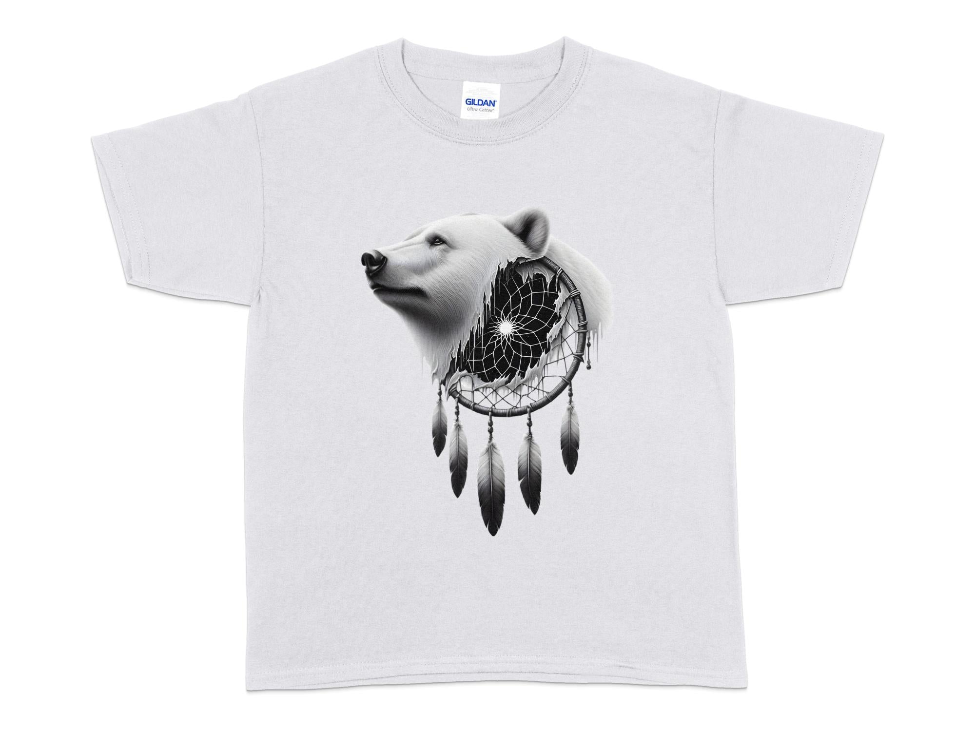 Dreamcatcher Bear - Coloured Gildan Kids T Shirt Realistic Native American Talisman Unisex Mythology Tee Graphic Design