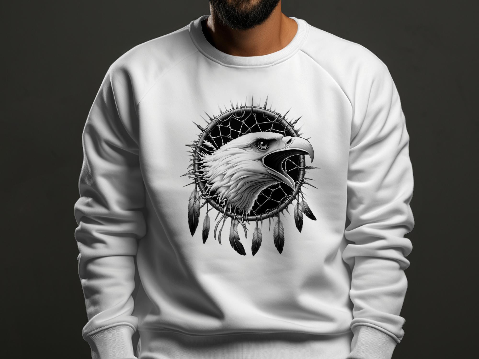 Dreamcatcher Eagle - Coloured Gildan Sweatshirt Realistic Native American Talisman Unisex Mythology Tee Graphic Design