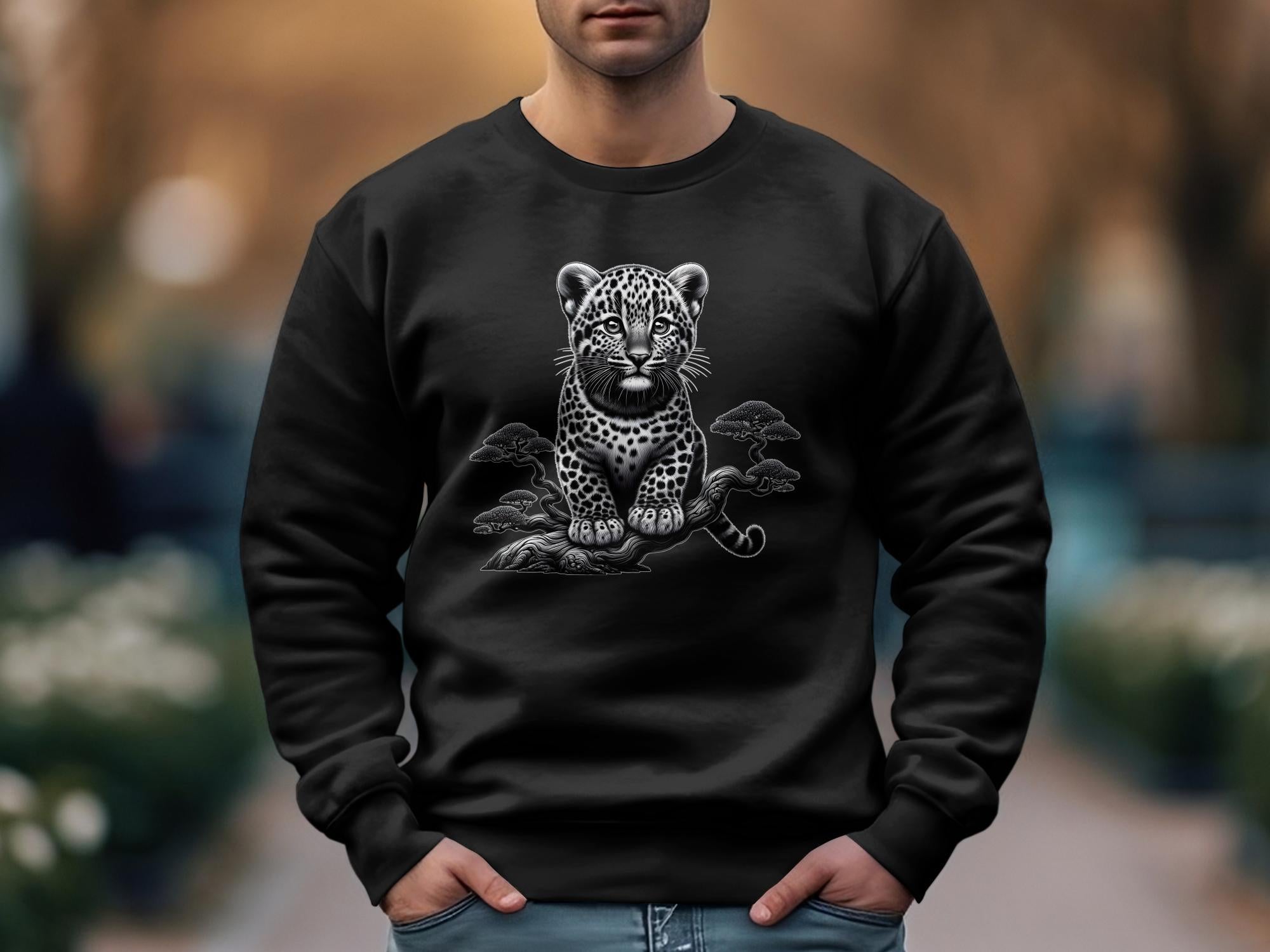 Leopard Bonsai - Coloured Gildan Sweatshirt Realistic Animal Talisman Unisex Cute Tee Graphic Design