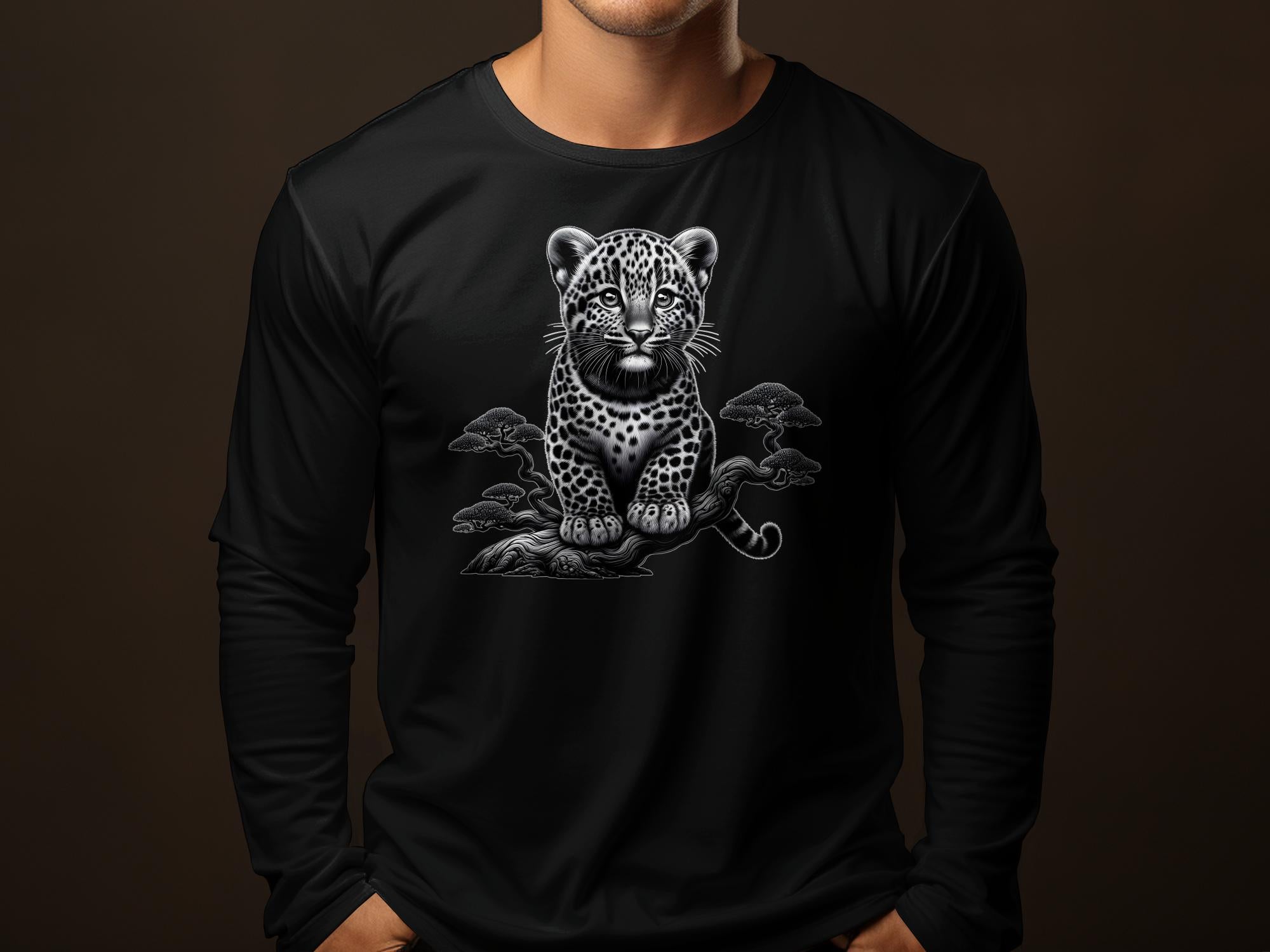 Leopard Bonsai - Coloured Gildan Long Sleeve Realistic Animal Talisman Unisex Cute Tee Graphic Design