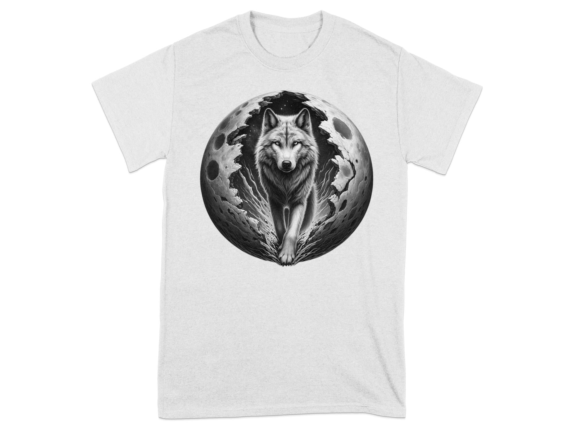 Moon Wolf - Coloured Gildan T-Shirt Realistic Animal Talisman Unisex Mythology Tee Graphic Design