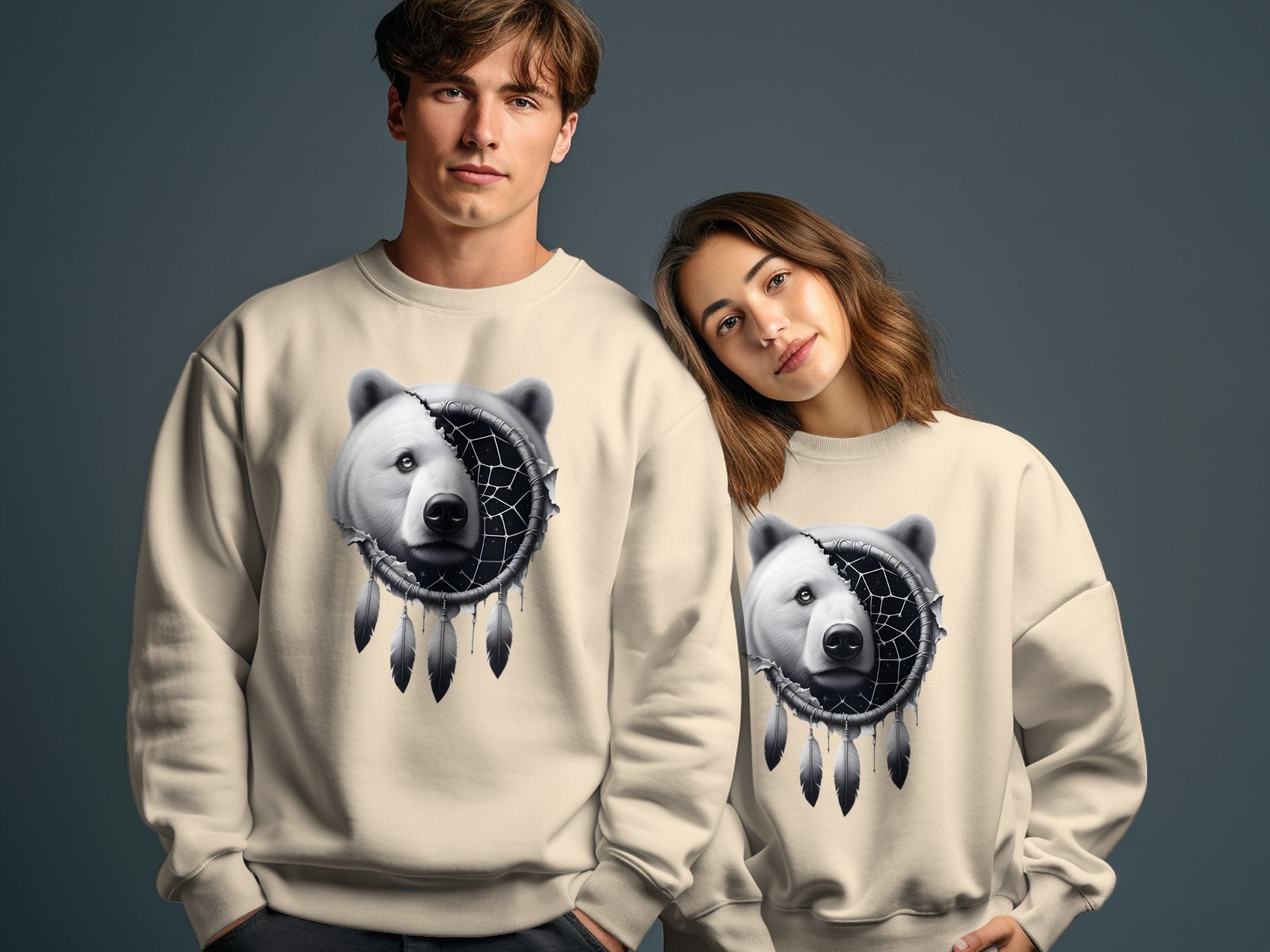 Dreamcatcher Bear - Coloured Gildan Sweatshirt Realistic Native American Talisman Unisex Mythology Tee Graphic Design