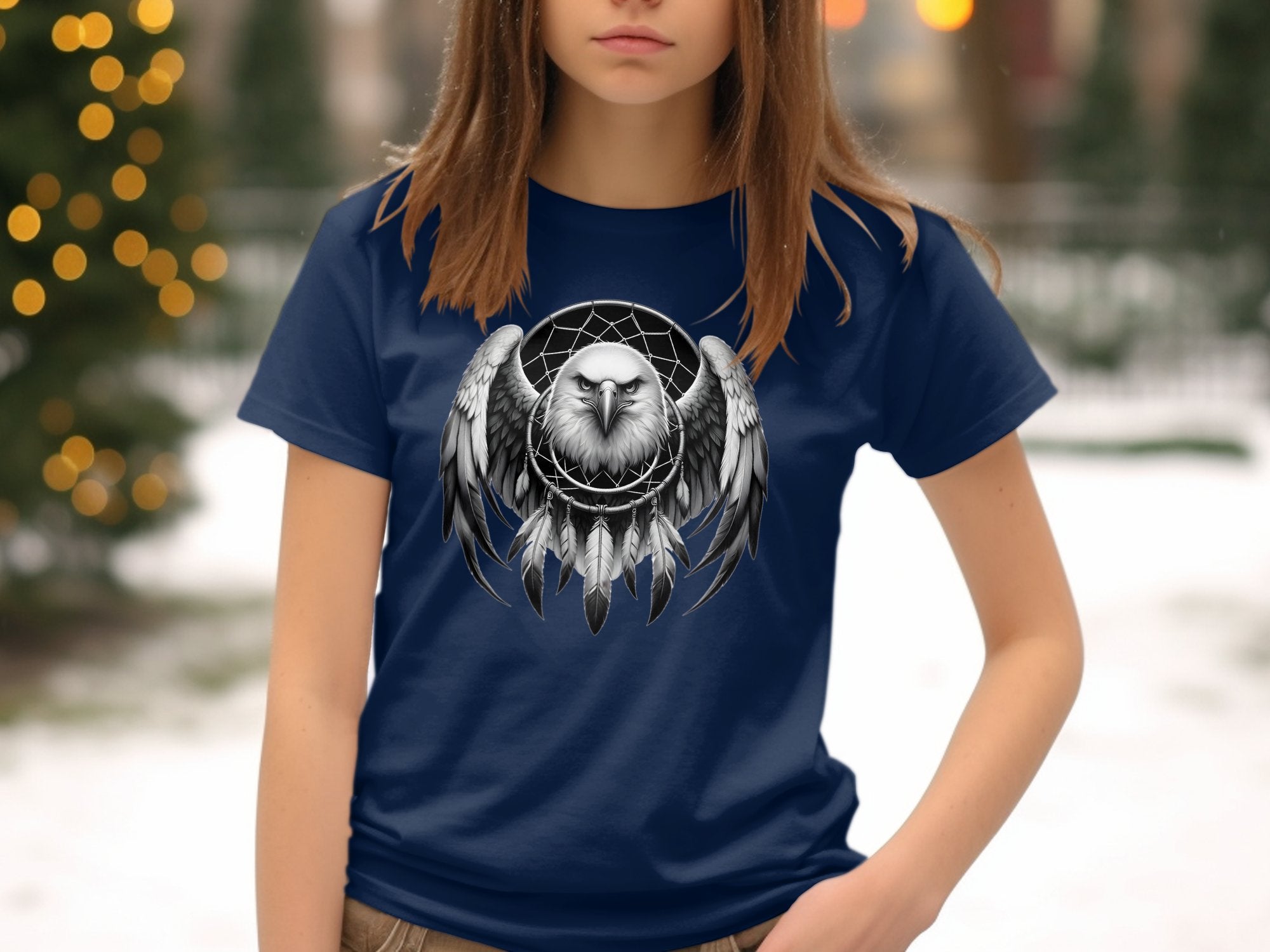 Dreamcatcher Eagle - Coloured Gildan Kids T-Shirt Realistic Native American Talisman Unisex Mythology Tee Graphic Design