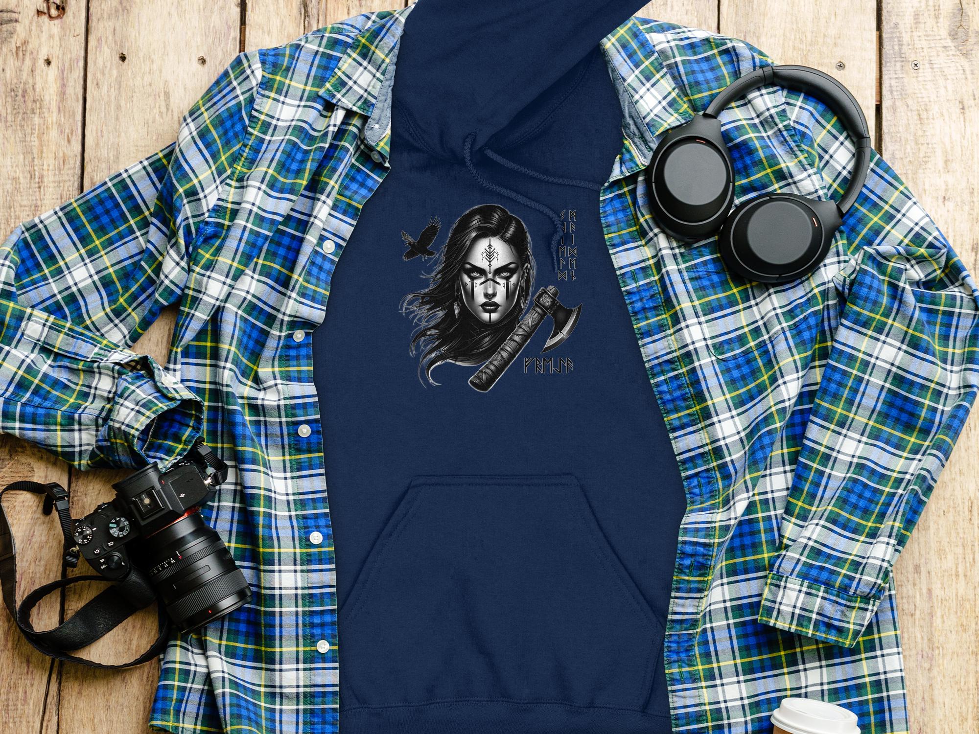 Viking Shield Maiden - Coloured Gildan Hoodie Realistic Norse Talisman Men Women Unisex Valhalla Tee Graphic Design