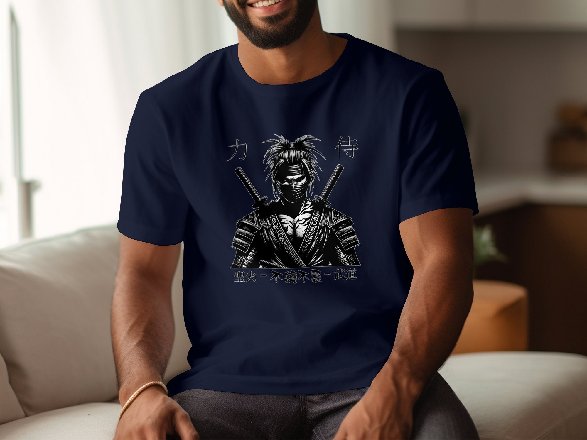 Samurai Ninja - Coloured Gildan T-Shirt Japanese Talisman Unisex Cultural Symbolic Graphic Design