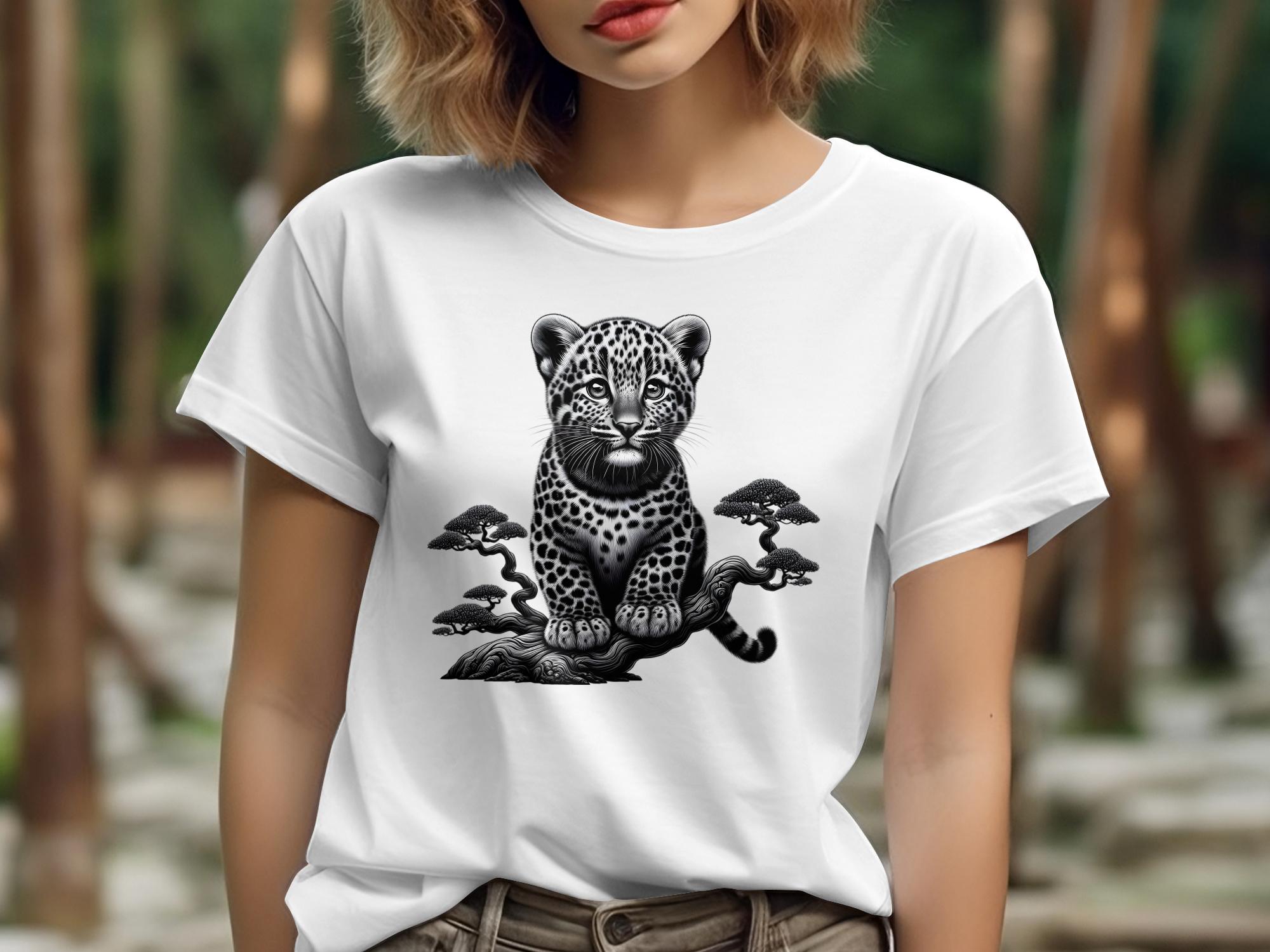 Leopard Bonsai - Coloured Gildan T-Shirt Realistic Animal Talisman Unisex Cute Tee Graphic Design