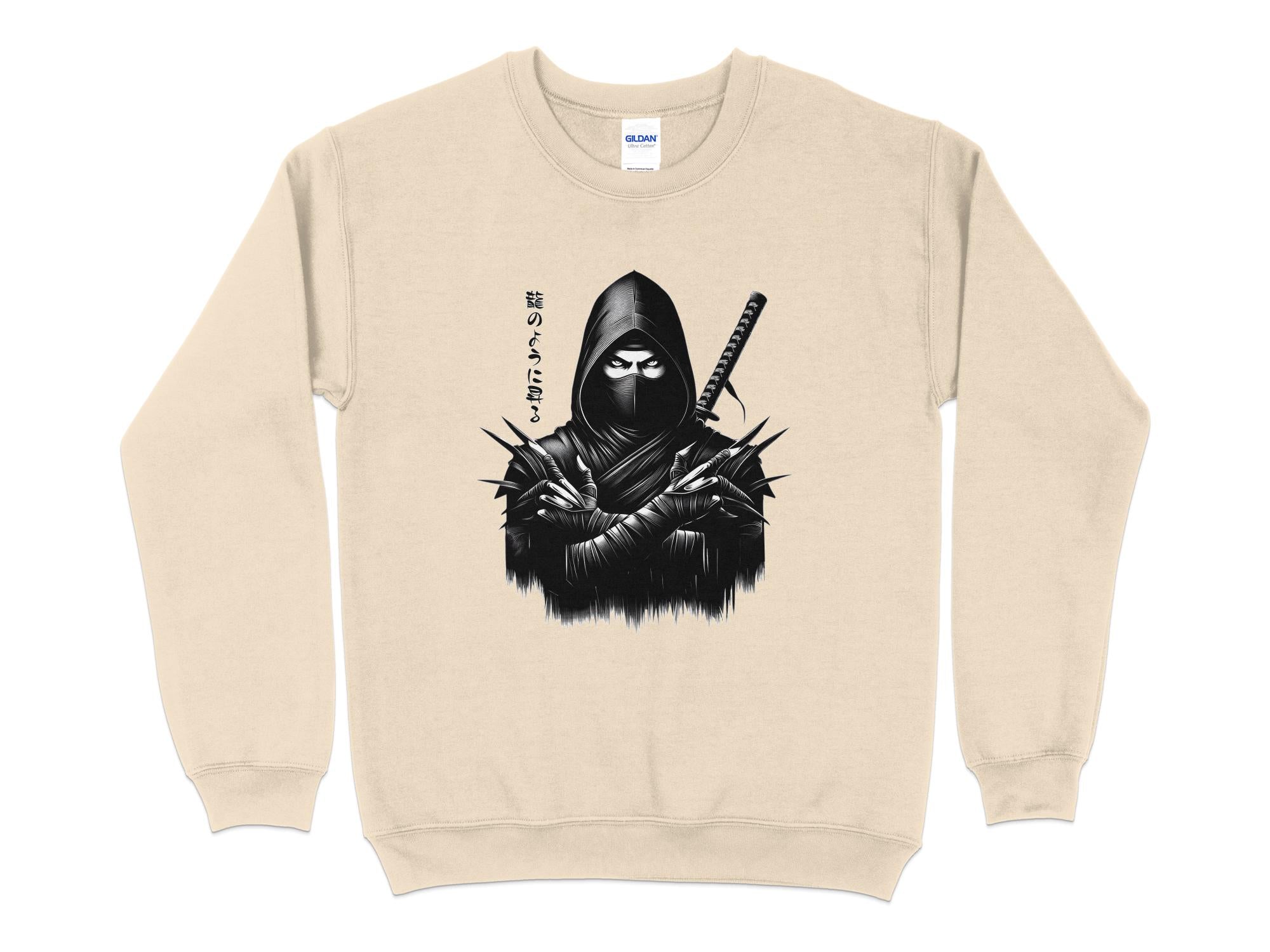 Samurai Ninja - Coloured Gildan Sweatshirt Japanese Talisman Unisex Cultural Symbolic Graphic Design