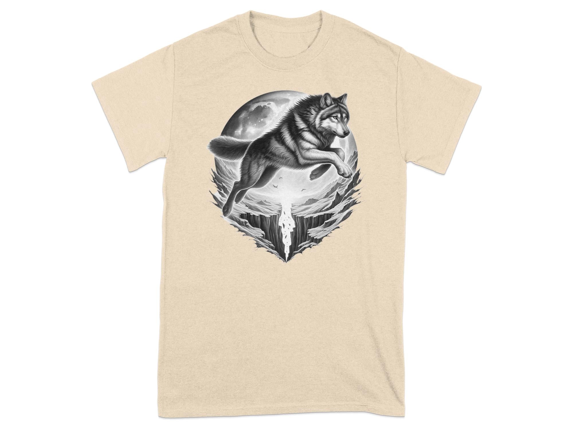 Moon Wolf - Coloured Gildan T-Shirt Realistic Animal Talisman Unisex Mythology Tee Graphic Design