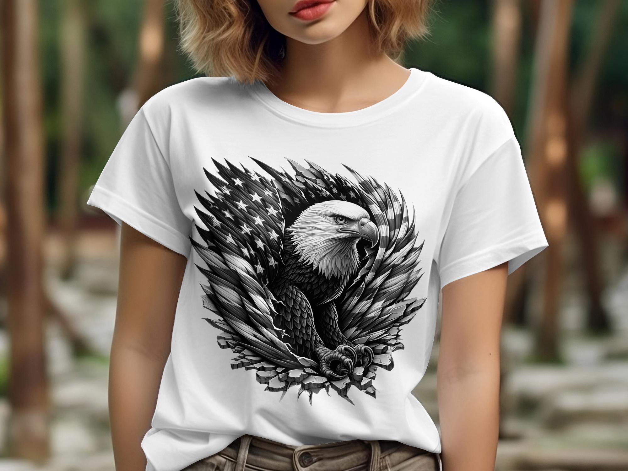 Eagle Patriot - Coloured Gildan T-Shirt Realistic Animal Talisman Unisex Tee Graphic Design