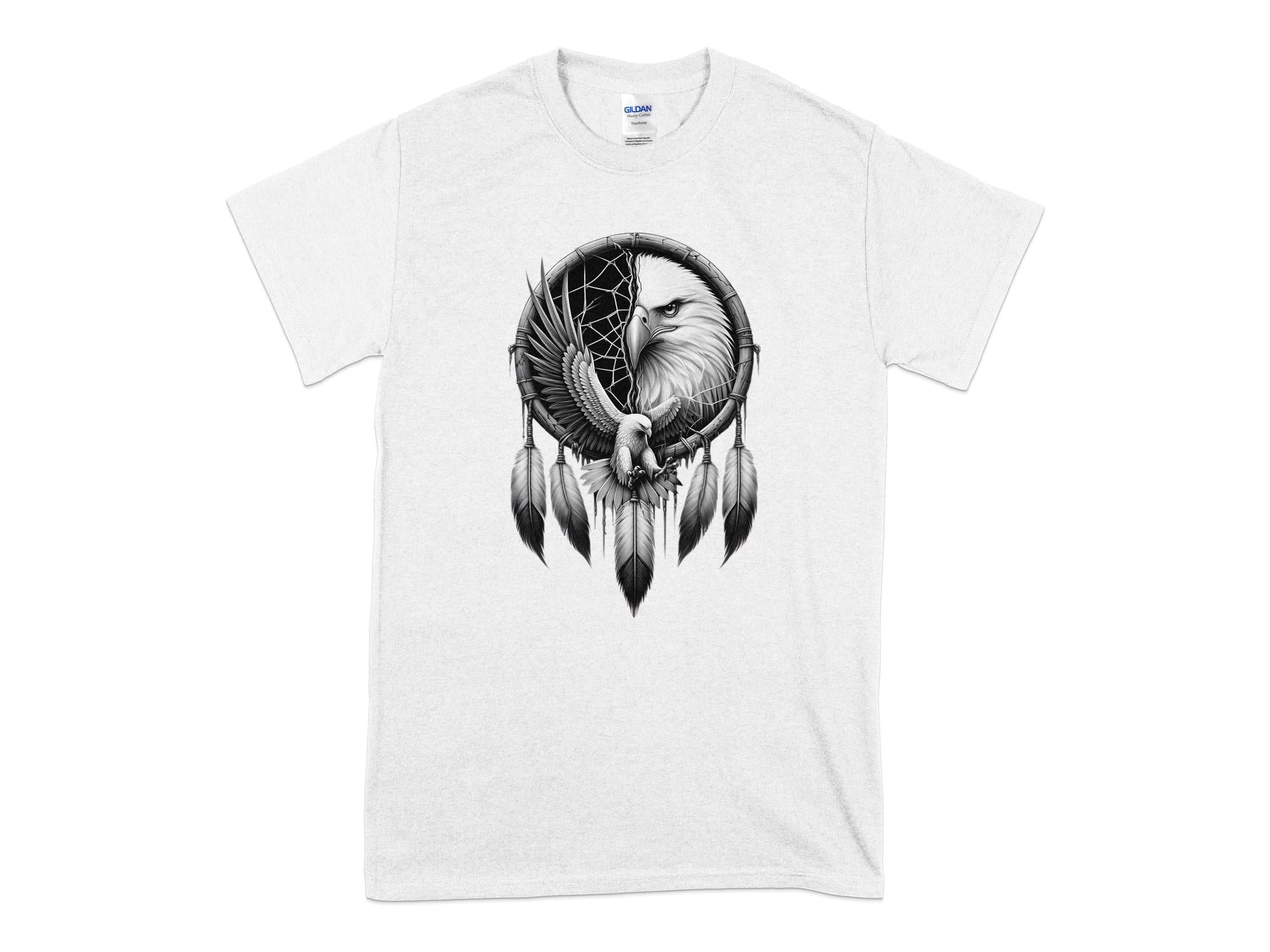 Dreamcatcher Eagle - Coloured Gildan T-Shirt Realistic Native American Talisman Unisex Mythology Tee Graphic Design