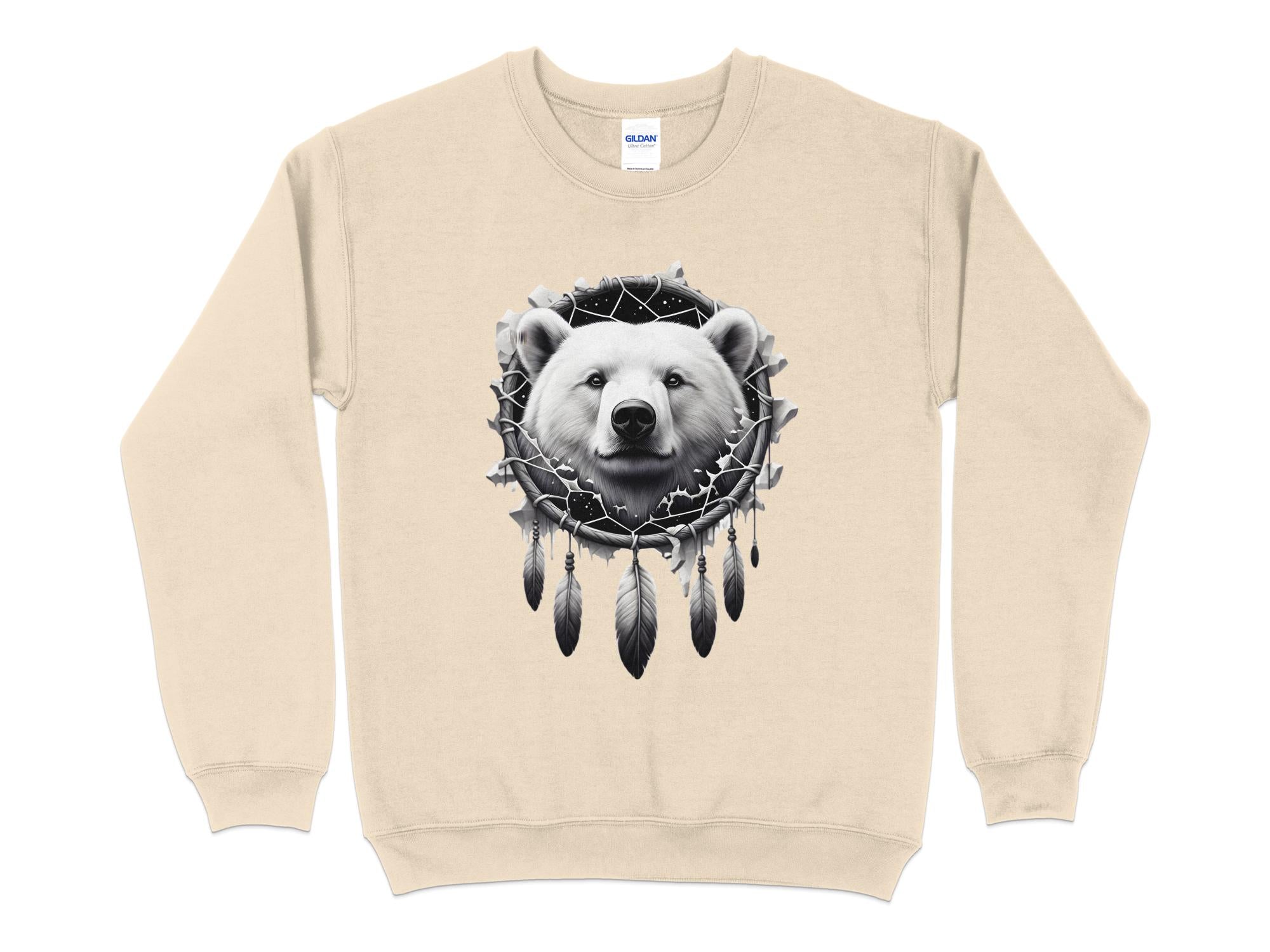 Dreamcatcher Bear - Coloured Gildan Sweatshirt Realistic Native American Talisman Unisex Mythology Tee Graphic Design