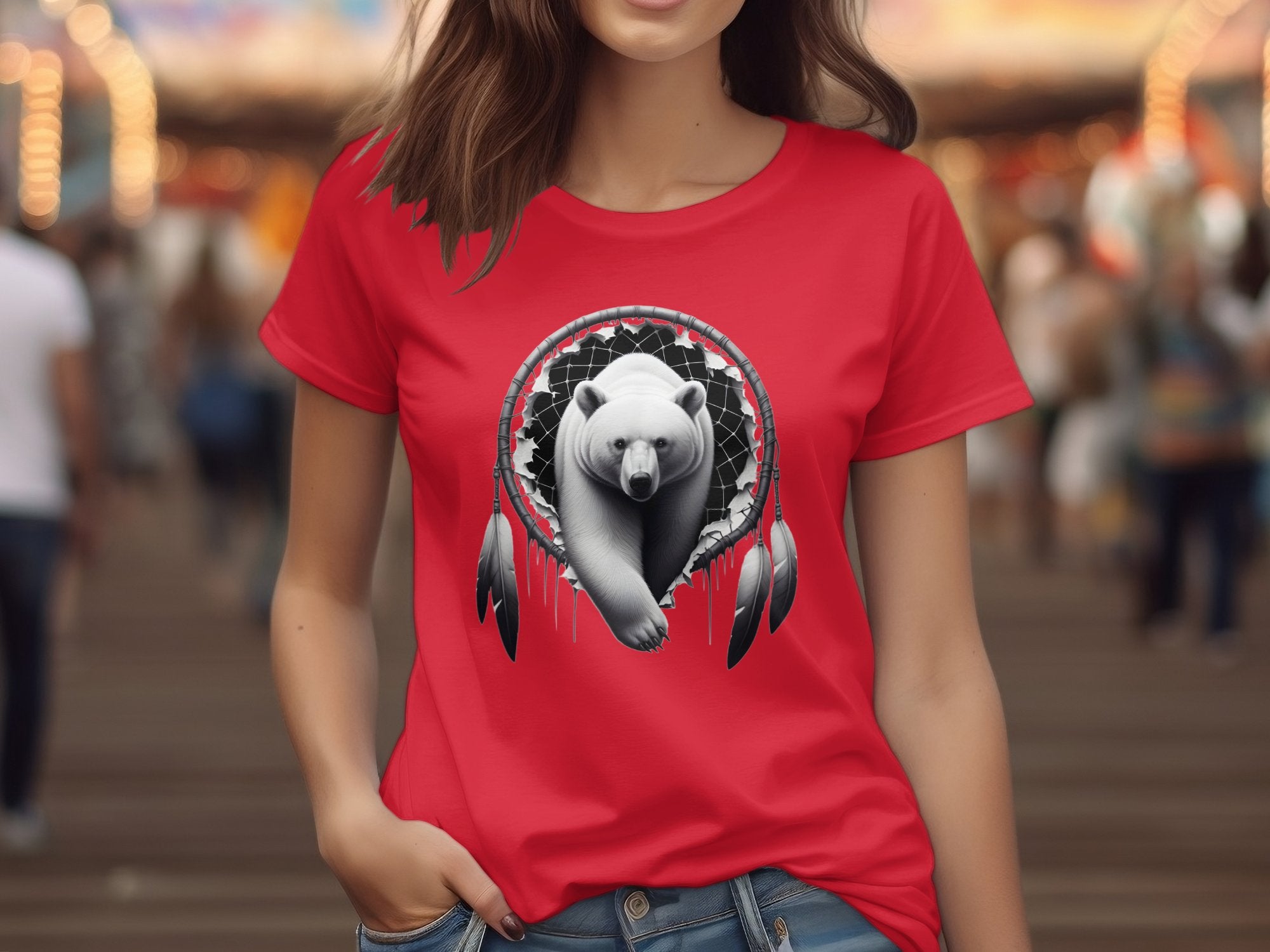 Dreamcatcher Bear - Coloured Gildan T-Shirt Realistic Native American Talisman Unisex Mythology Tee Graphic Design