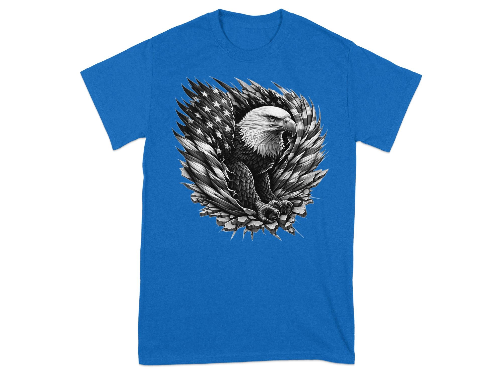 Eagle Patriot - Coloured Gildan T-Shirt Realistic Animal Talisman Unisex Tee Graphic Design