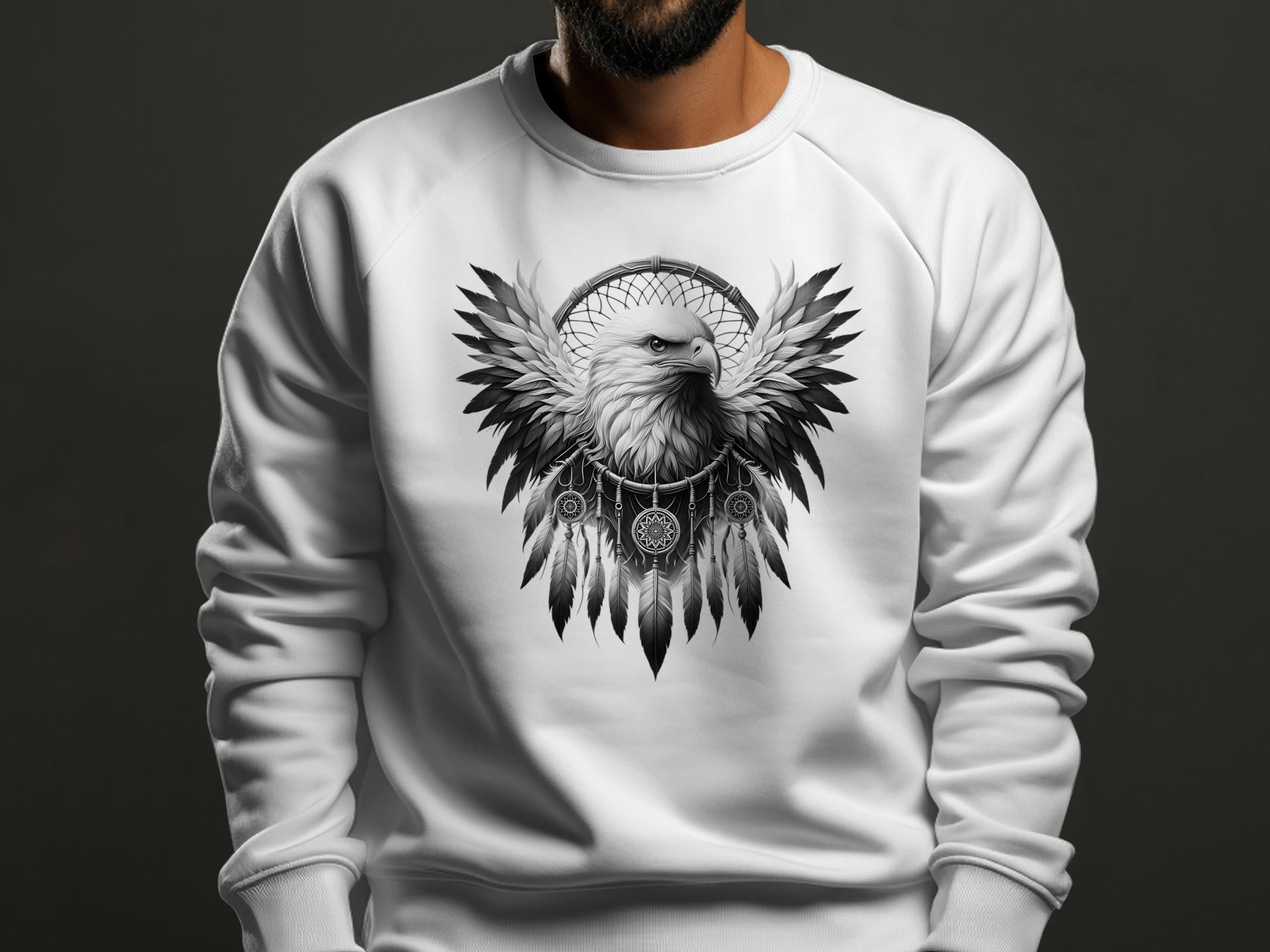 Dreamcatcher Eagle - Coloured Gildan Sweatshirt Realistic Native American Talisman Unisex Mythology Tee Graphic Design