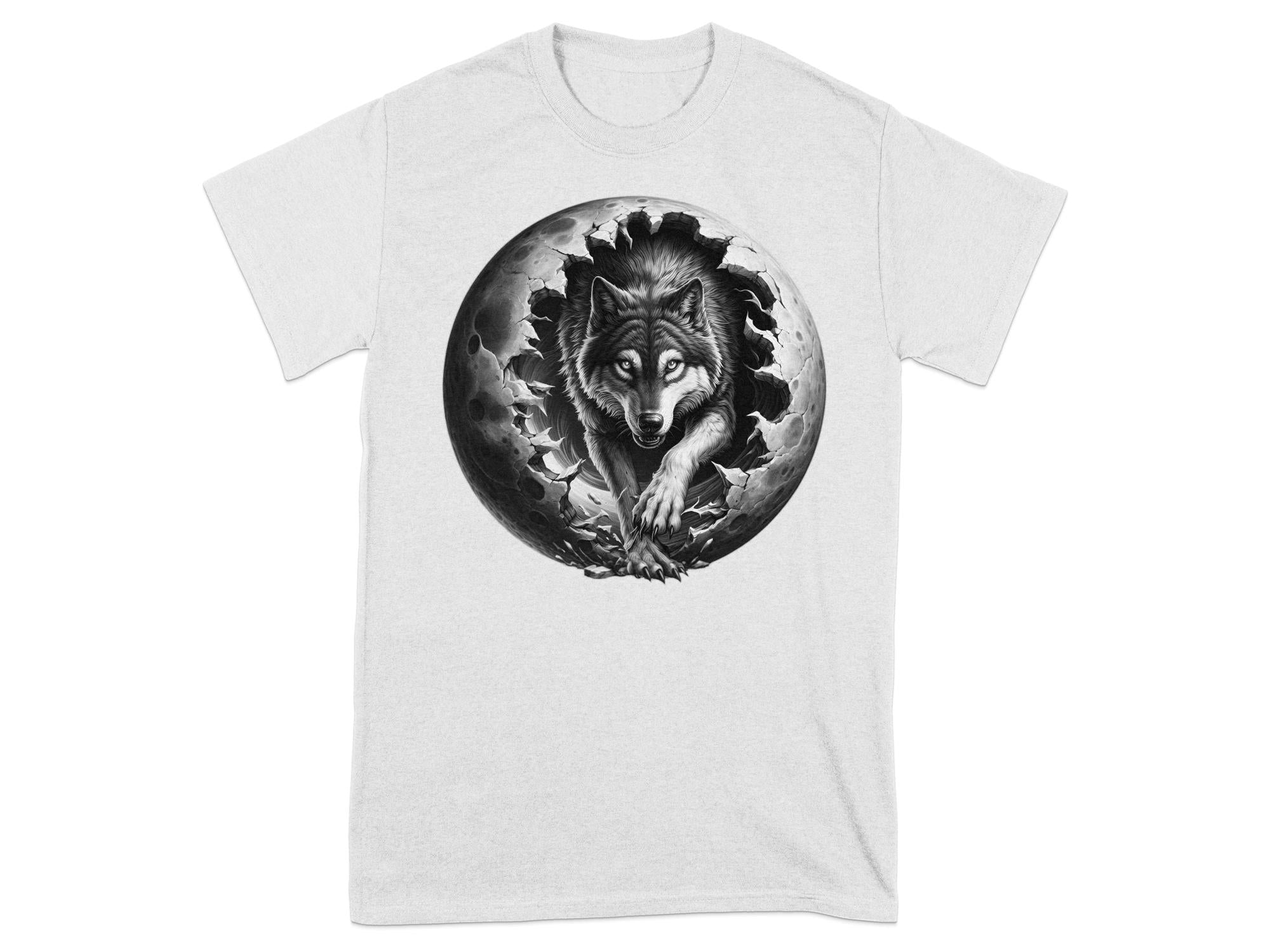 Moon Wolf - Coloured Gildan T-Shirt Realistic Animal Talisman Unisex Mythology Tee Graphic Design