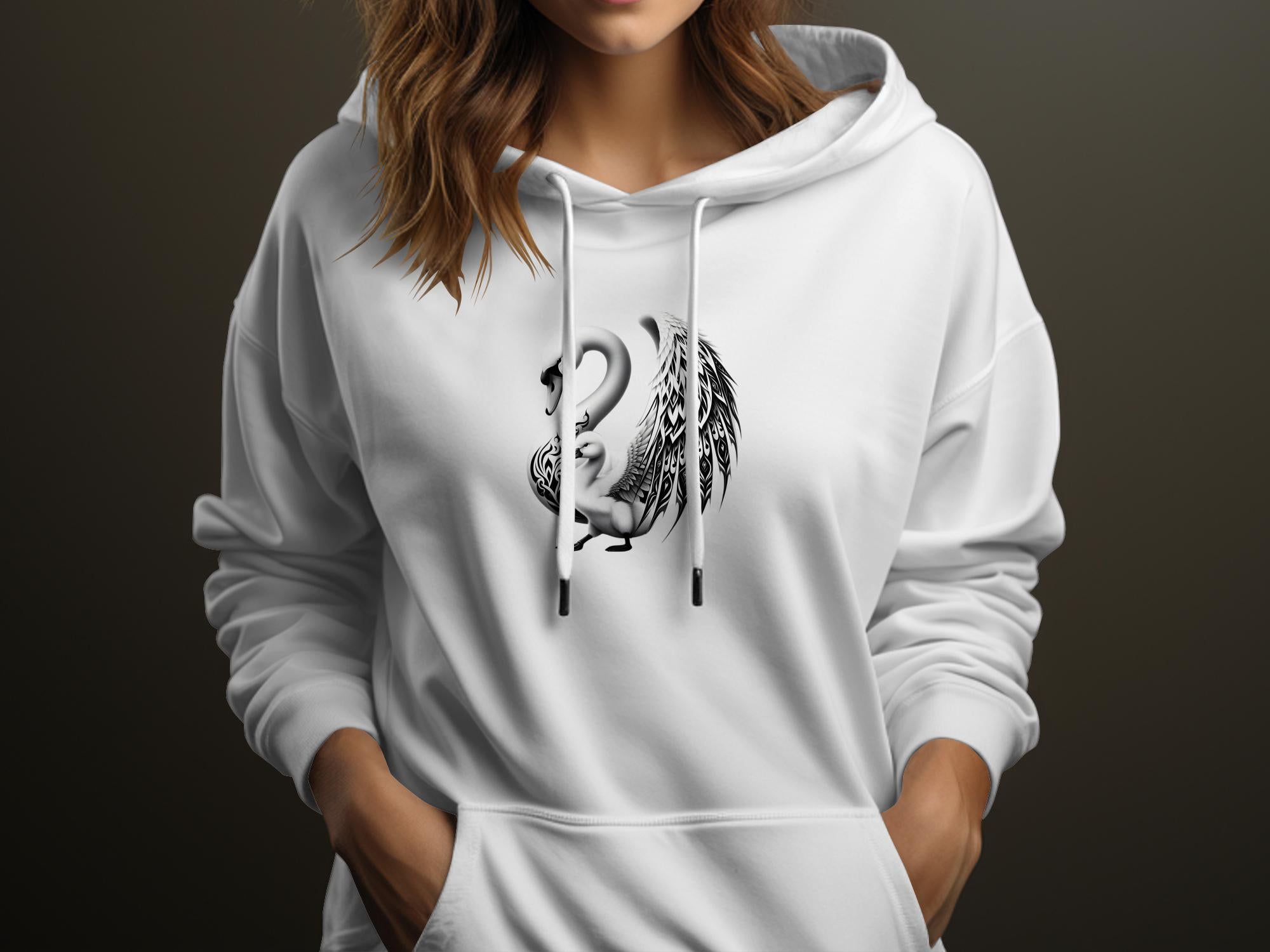 Swan & Cygnet- Black White Gildan Hoodie Realistic Family Talisman Unisex Tee Graphic Design