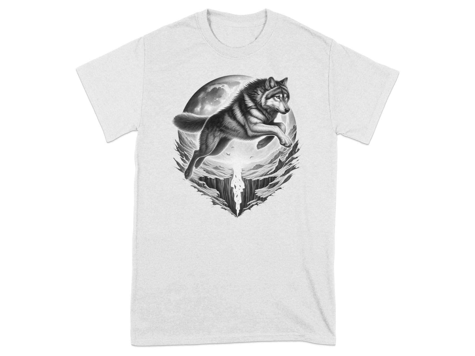 Moon Wolf - Coloured Gildan T-Shirt Realistic Animal Talisman Unisex Mythology Tee Graphic Design