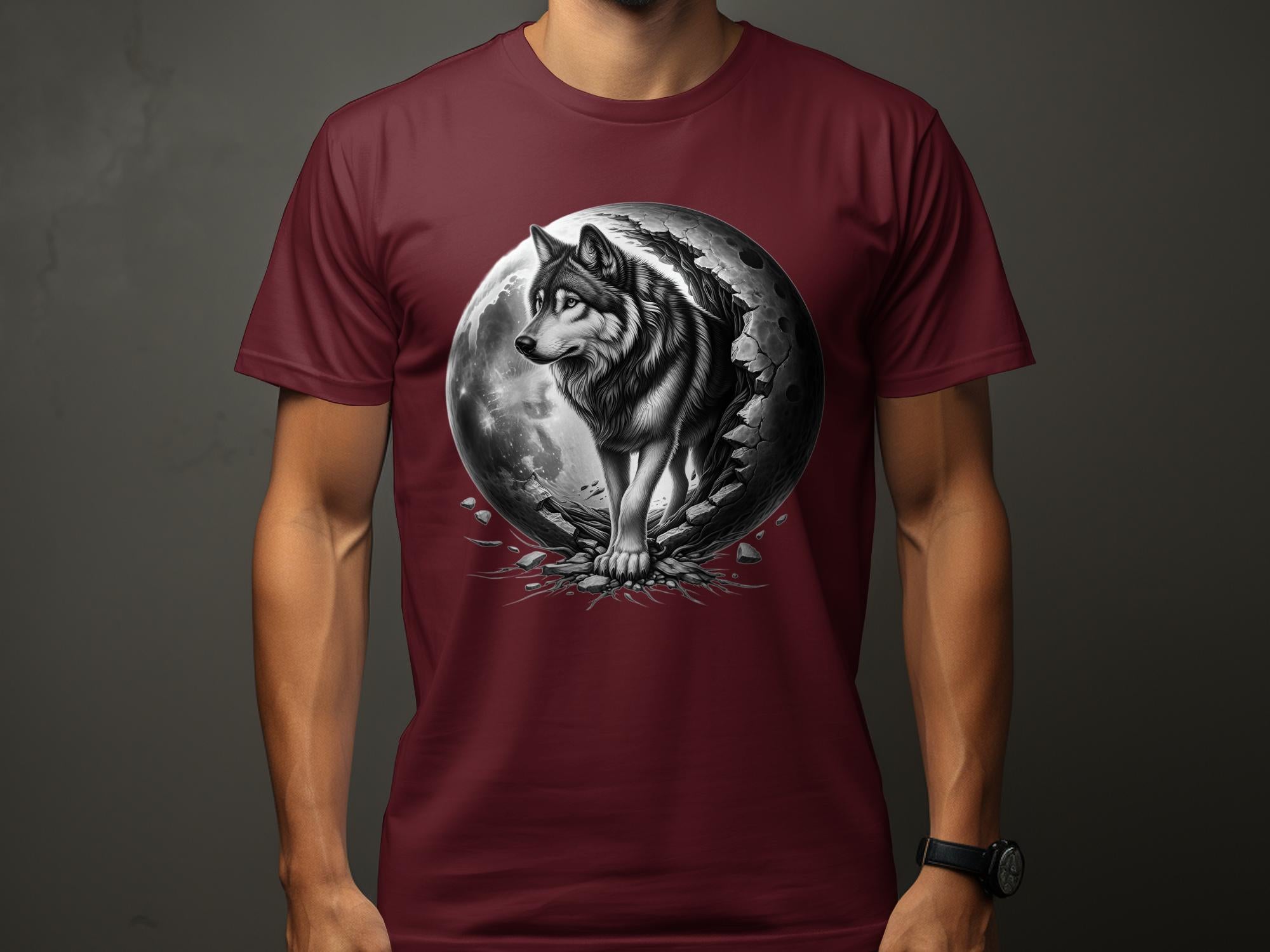 Moon Wolf - Coloured Gildan T-Shirt Realistic Animal Talisman Unisex Mythology Tee Graphic Design