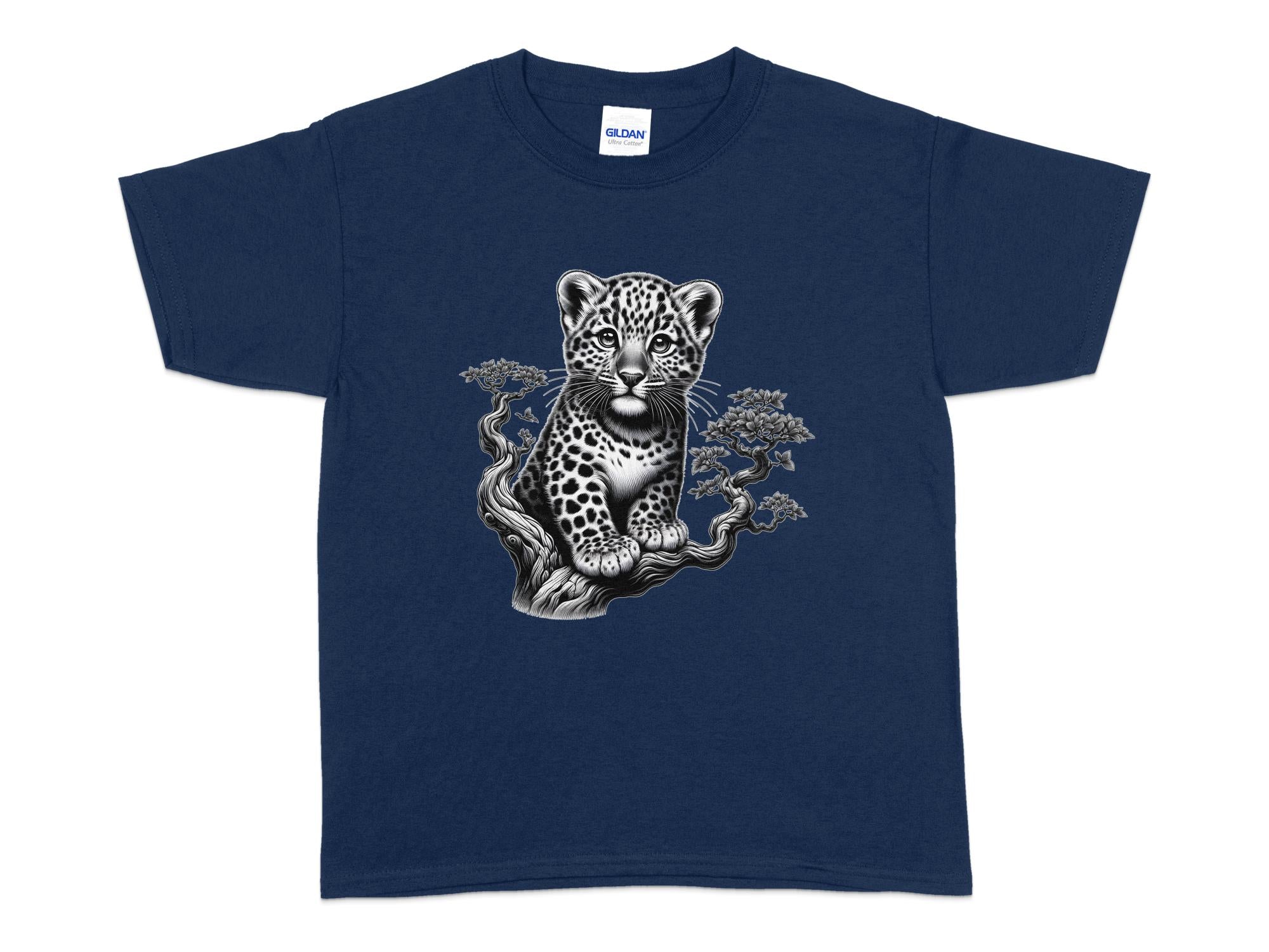 Leopard Bonsai - Coloured Gildan Kids T-Shirt Realistic Animal Talisman Unisex Cute Tee Graphic Design